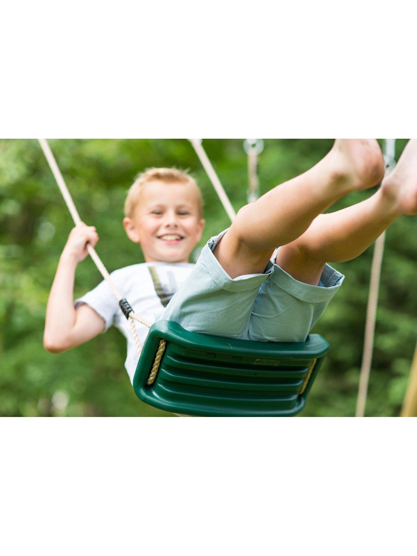 Image 5 of 6 of Plum Giant Baboon Wooden Swing Set - Double Swing, Rope, Deck &amp; Slide - Green