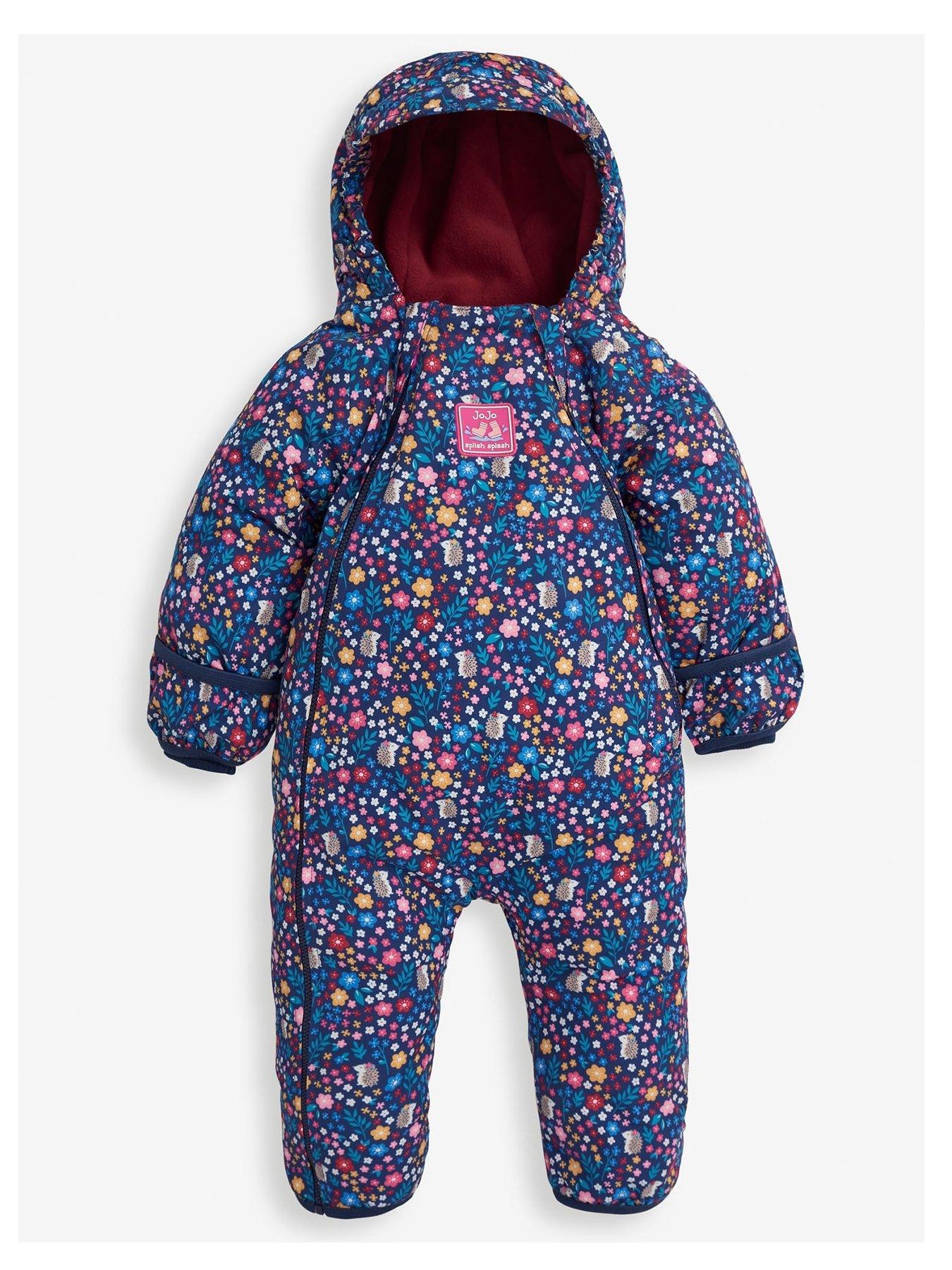 JoJo Maman Bebe Girls Waterproof Fleece Lined All-in-One Navy Very