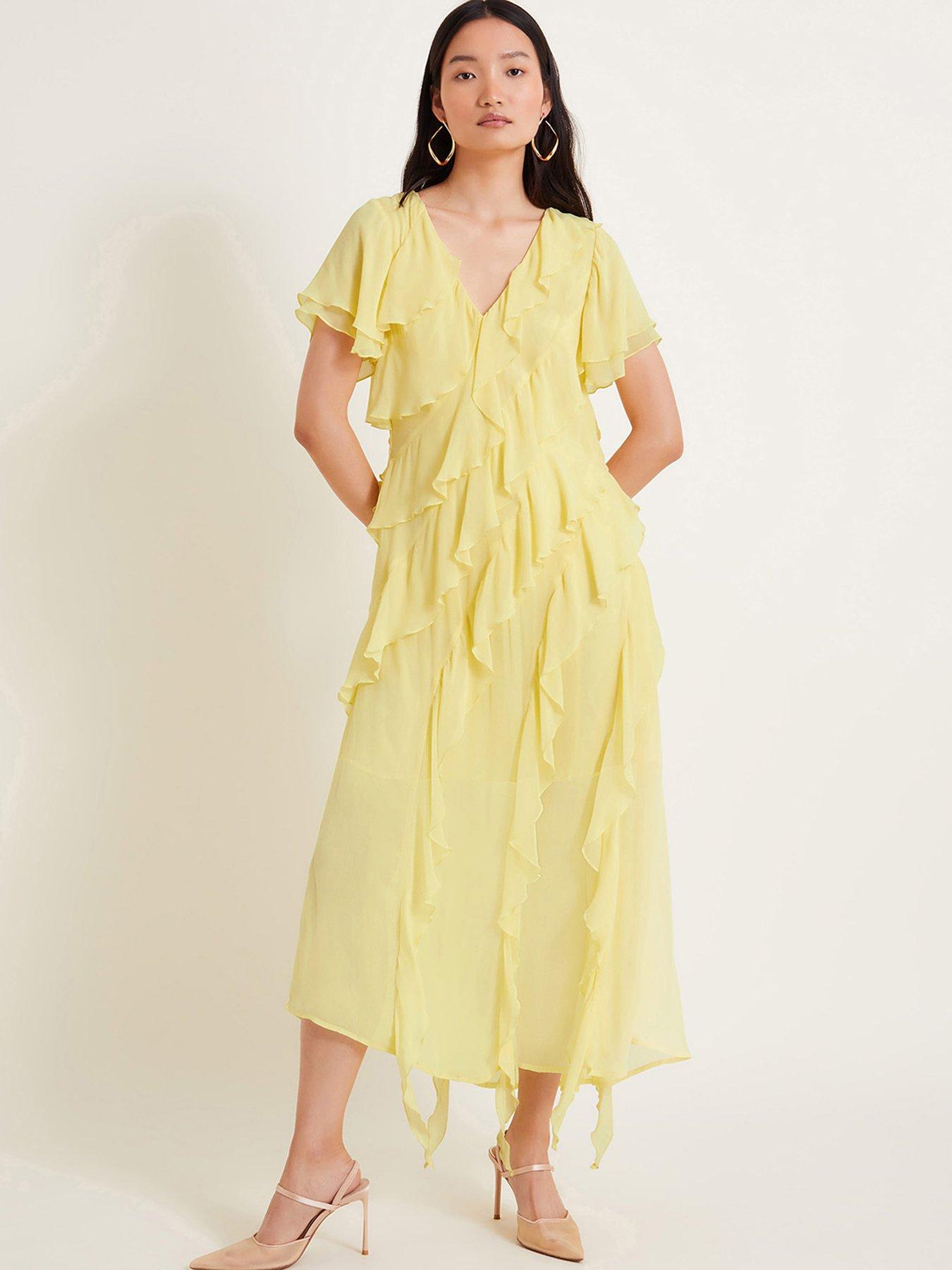 Monsoon Renata Frill Dress Yellow Very