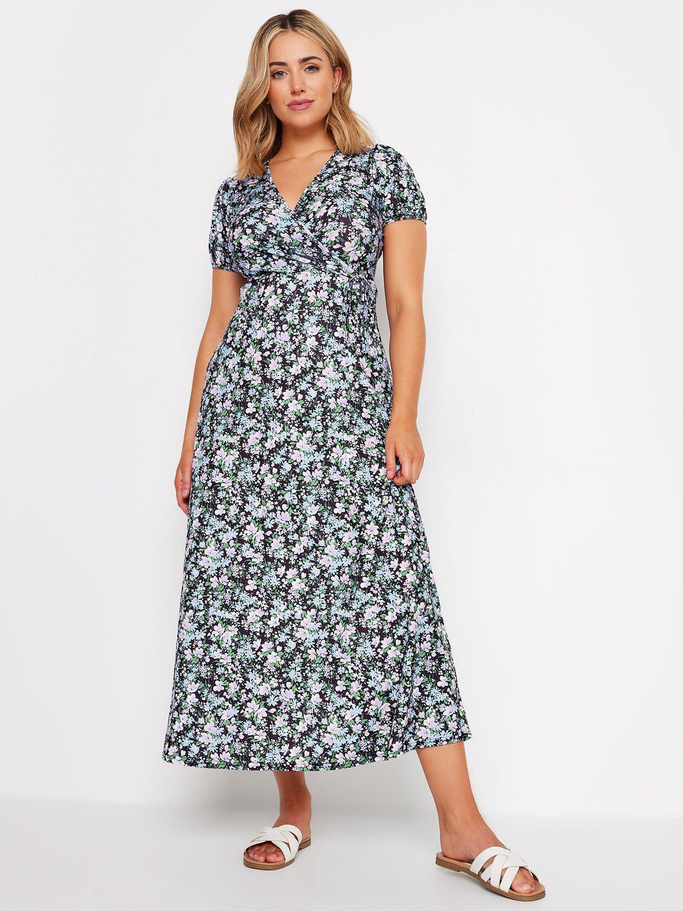 undefined Floral Multi Wrap Front Maxi Dress - Black