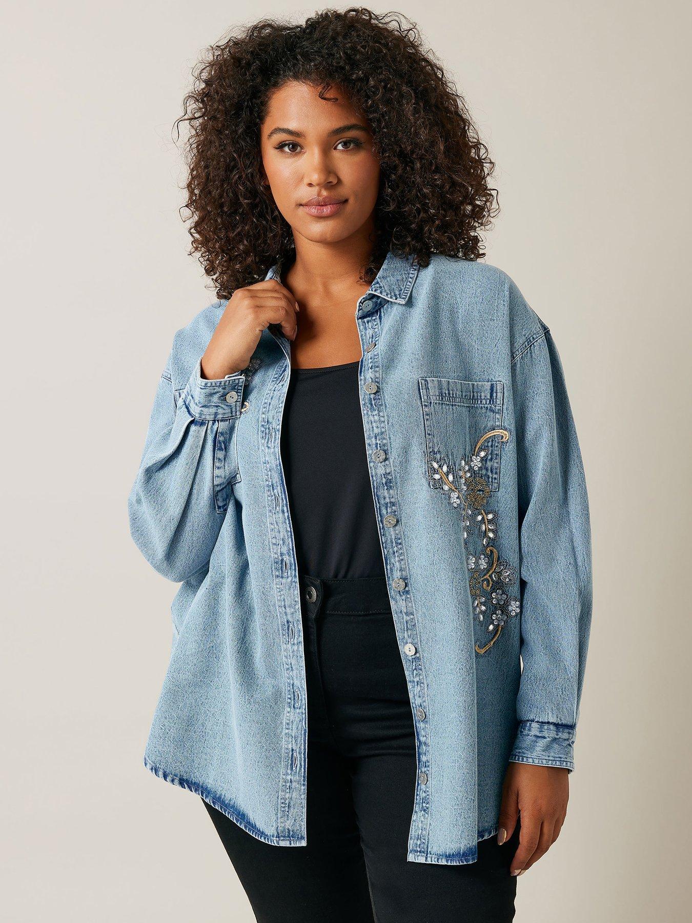 undefined Denim Shirt With Embellishment