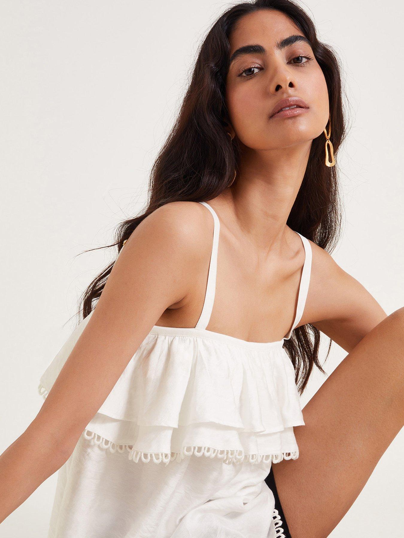 Image 4 of 6 of Monsoon Aesha Frill Cami - White