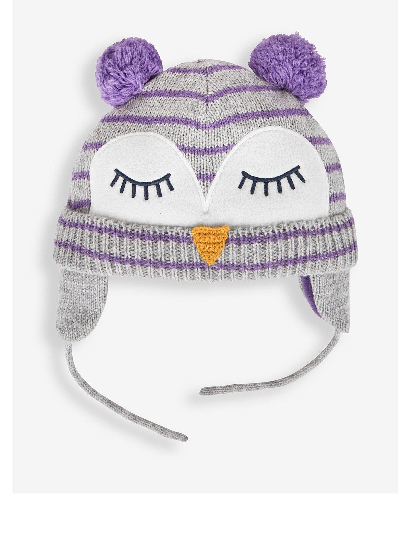 Image 1 of 2 of JoJo Maman Bebe Girls Owl Hat - Grey