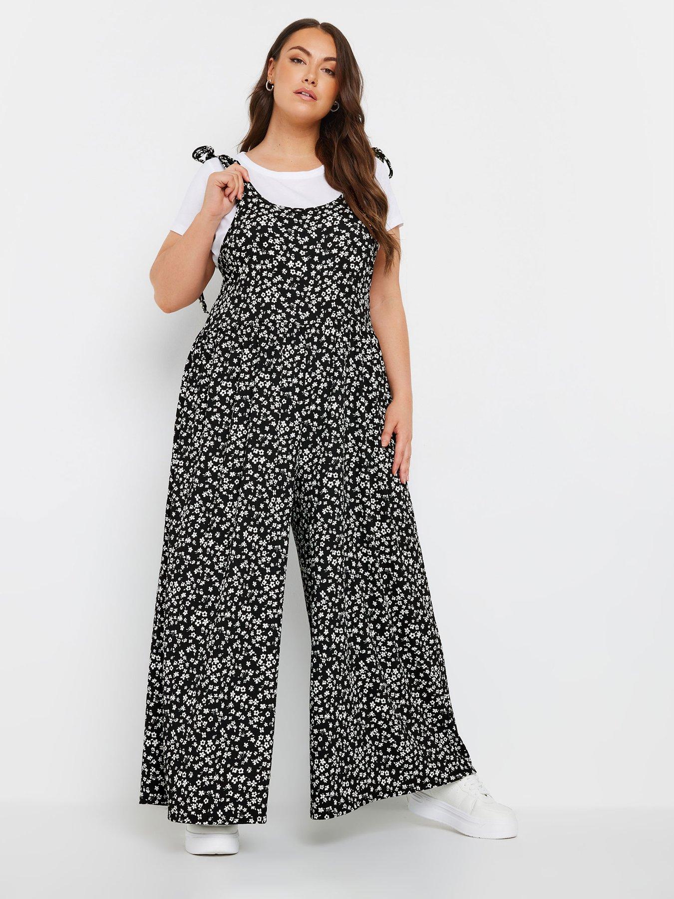 Curve Textured Jersey Jumpsuit Black