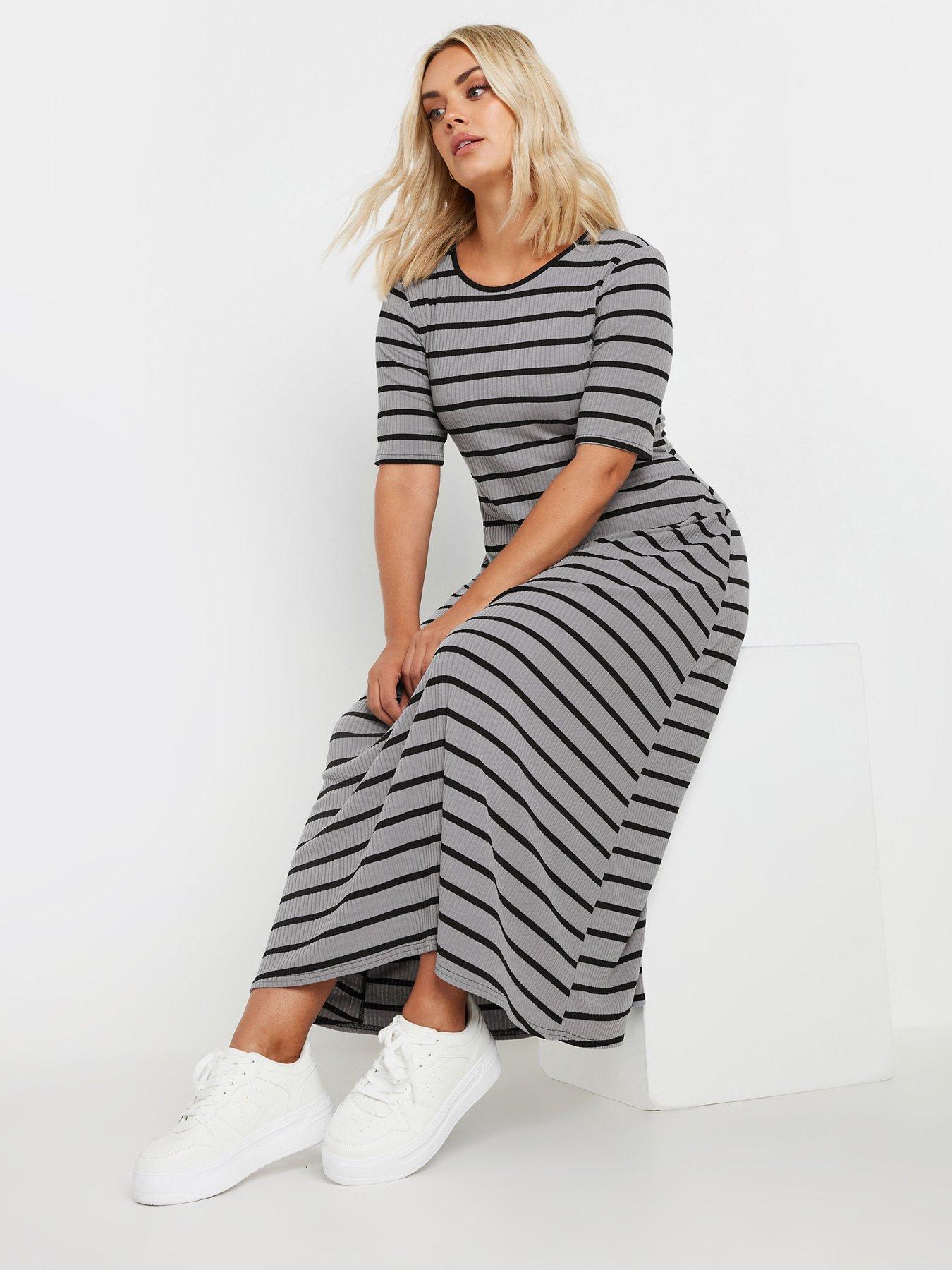 Curve Rib Swing Maxi Dress Grey