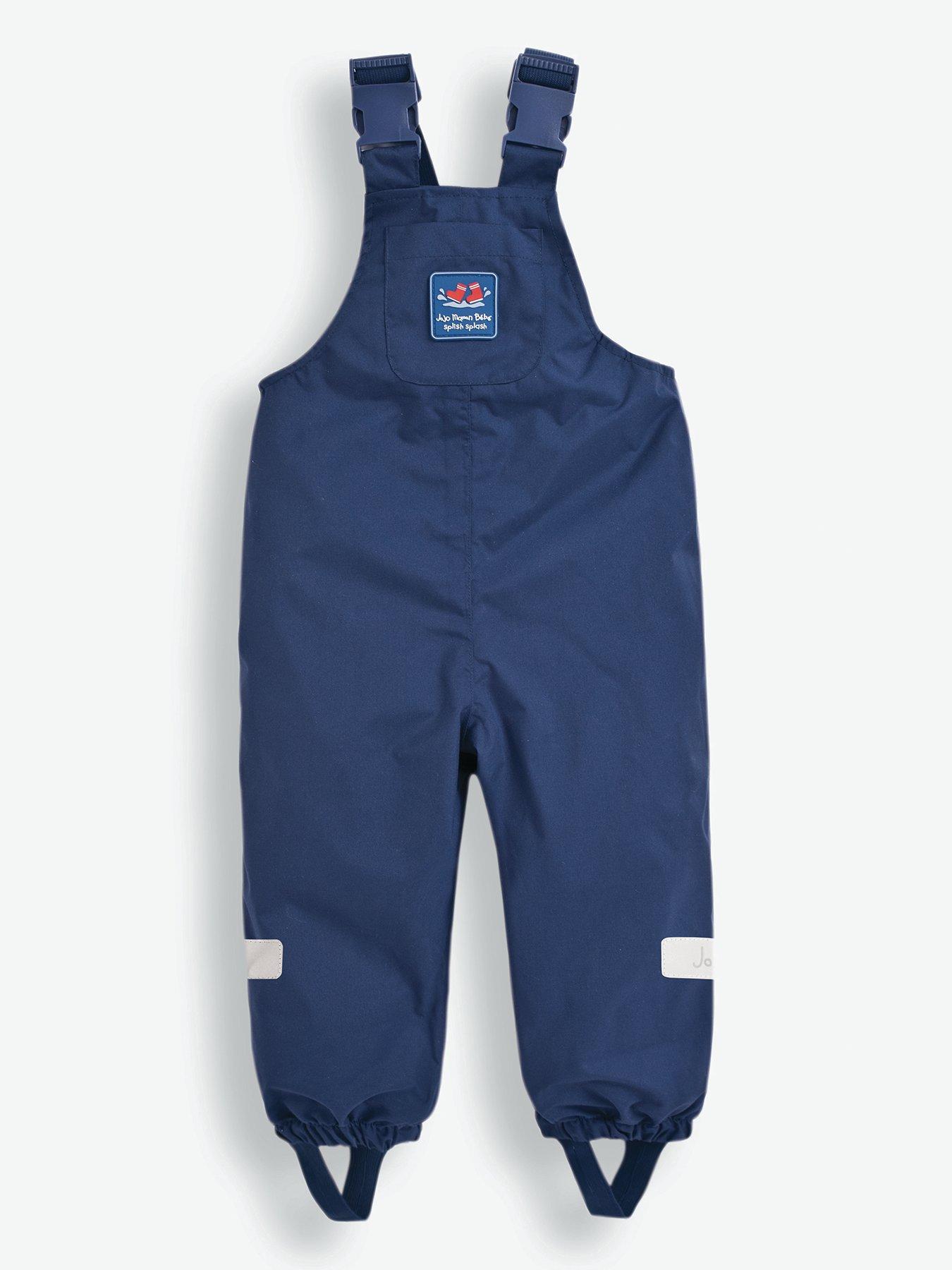 JoJo Maman Bebe Unisex Pack-Away Waterproof Dungarees - Navy, Navy, Size Age: 3-4 Years