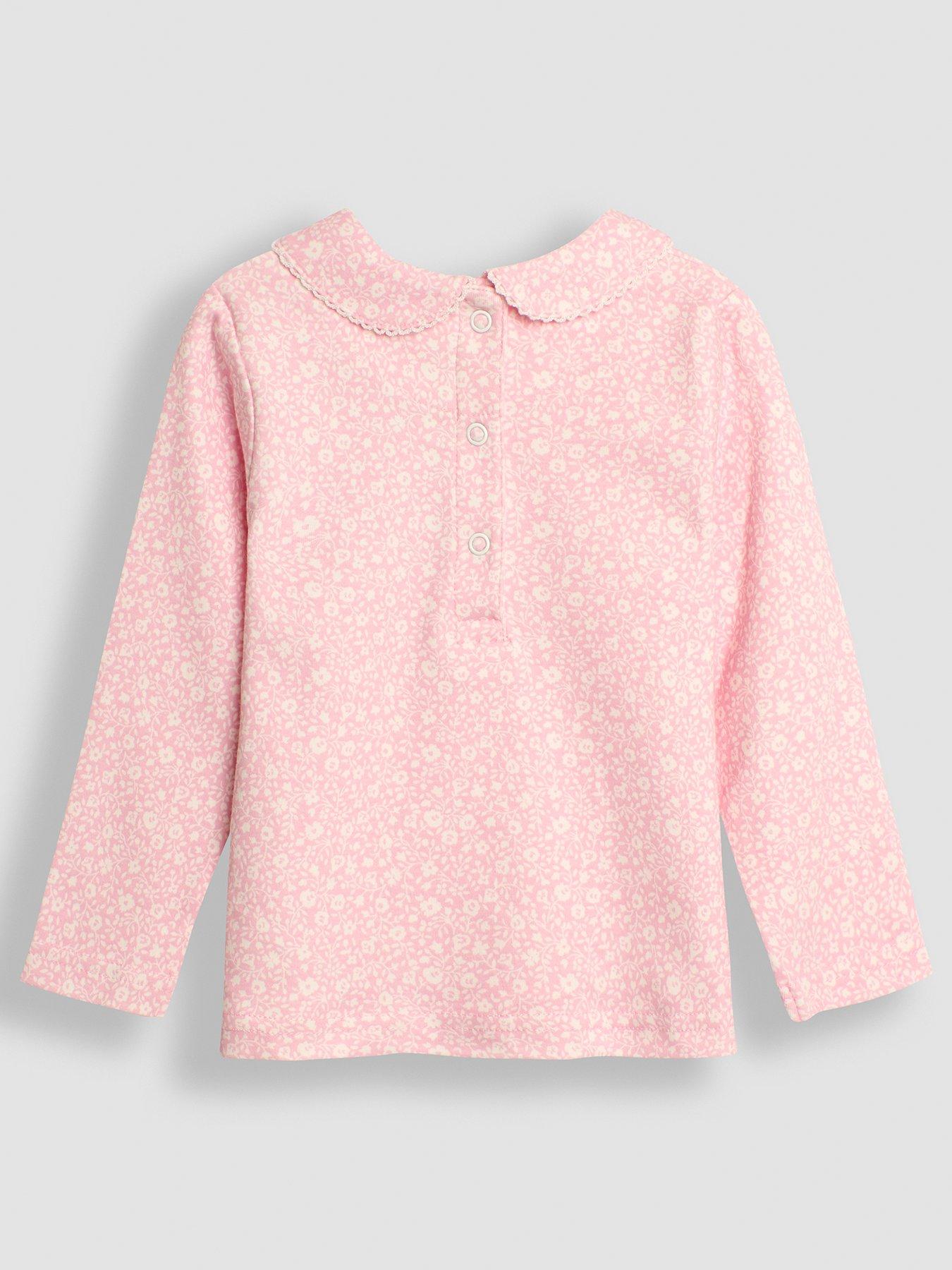 JoJo Maman Bebe Girls 2 Pack Ditsy Floral Peter Pan Tops Pink Very