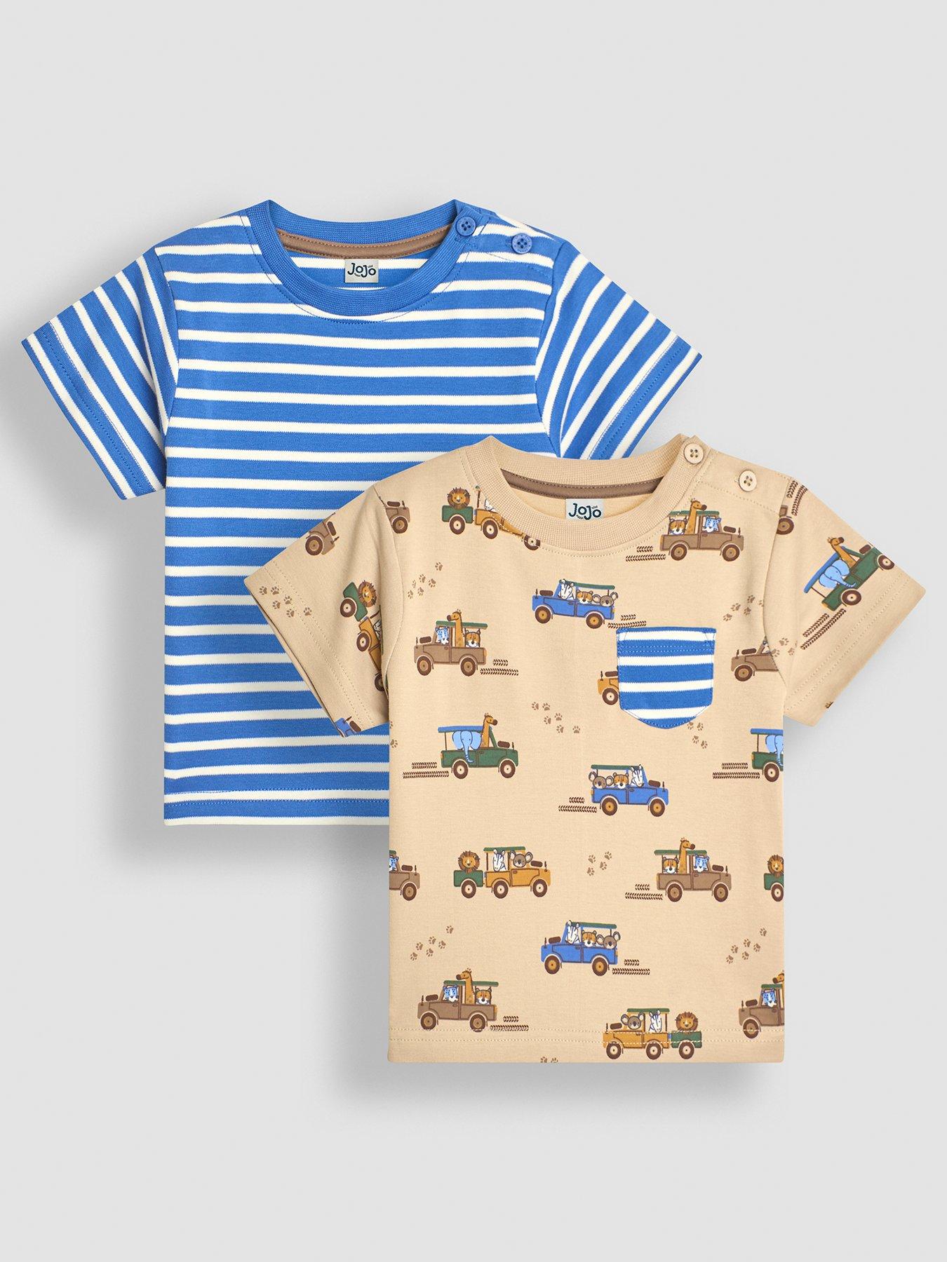 jojo maman bebe boys 2-pack safari vehicles t-shirts - multi