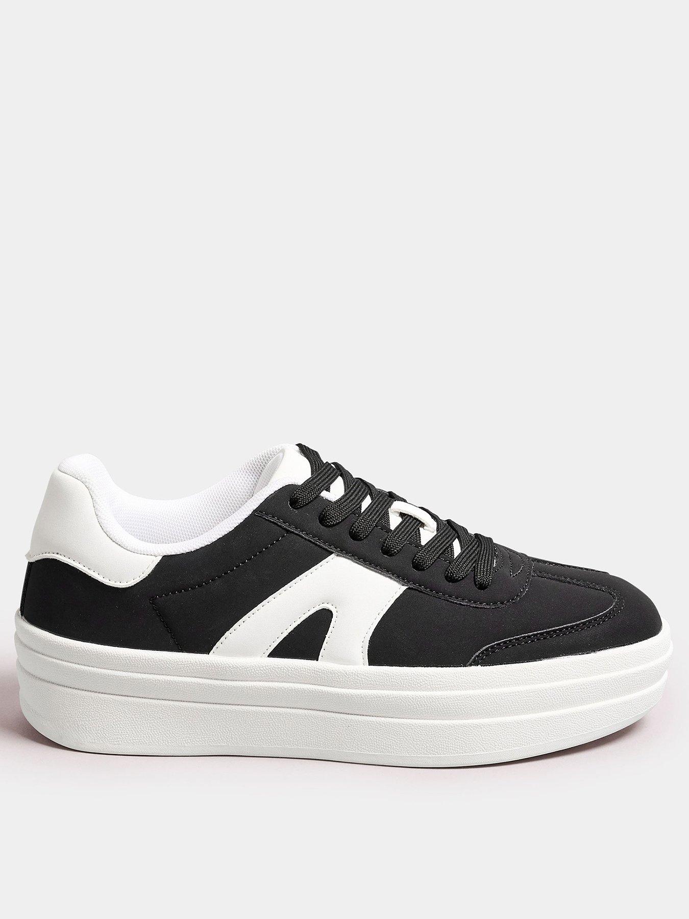 Wide Fit Retro Platform Trainers Black