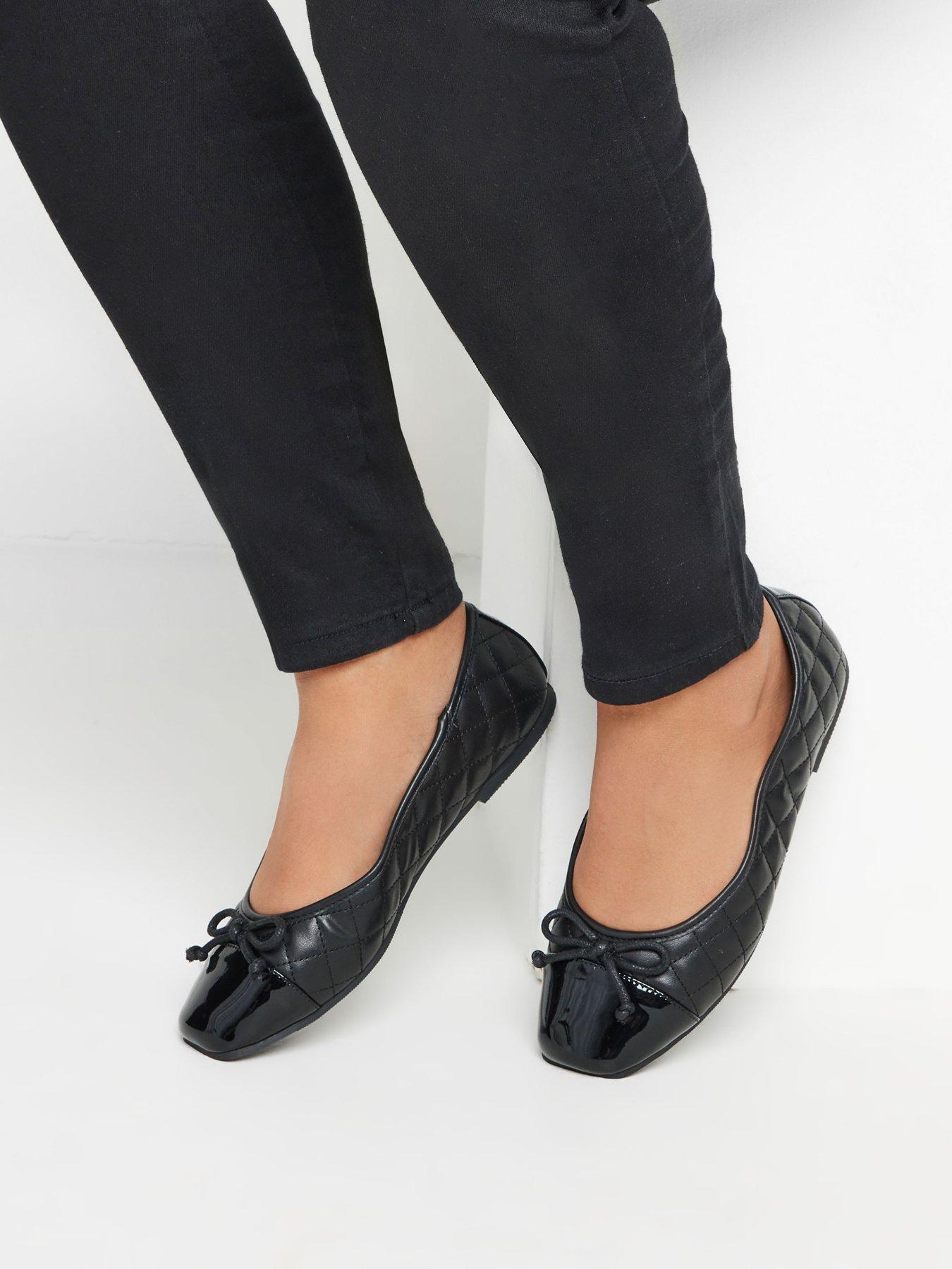 Yours Extra Wide Fit Quilted Toe Cap Ballet Pumps Black Very