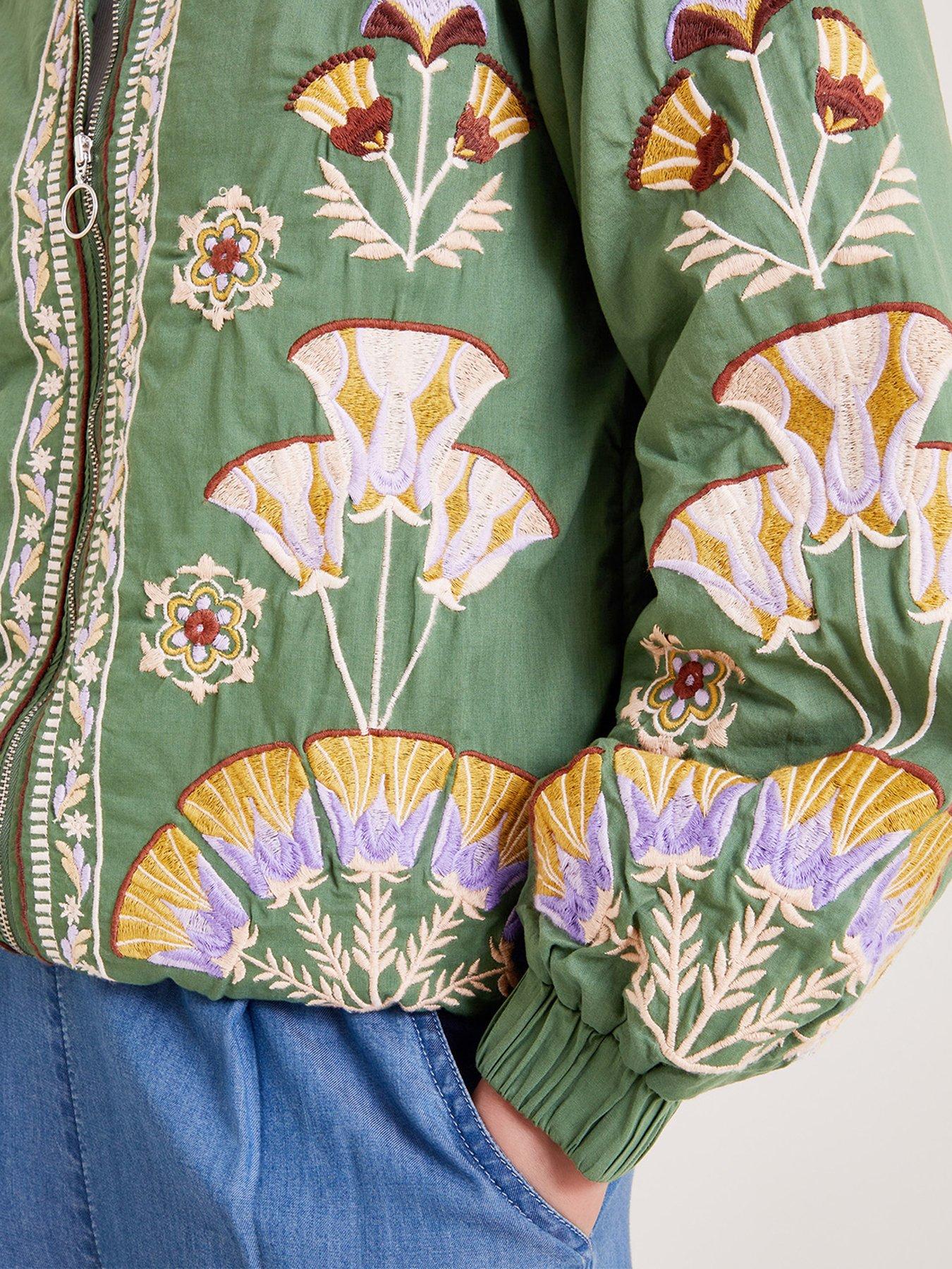 Monsoon Cristina Embroidered Jacket Green Very