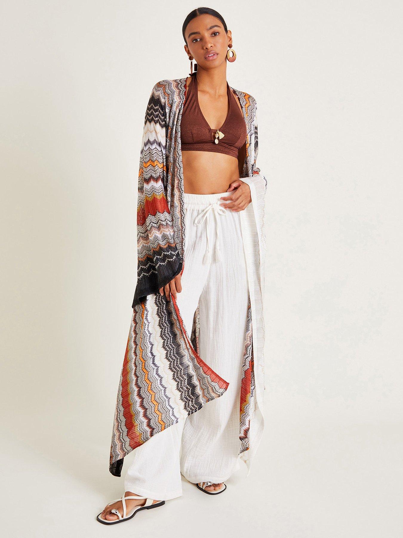 Image 1 of 6 of Monsoon Ava Stripe Kaftan - Multi