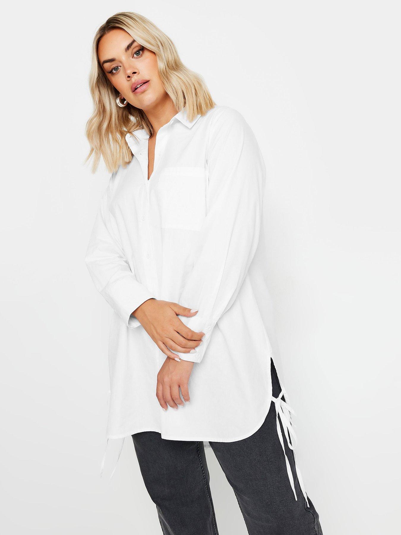 undefined Curve Tie Side Poplin Shirt - White