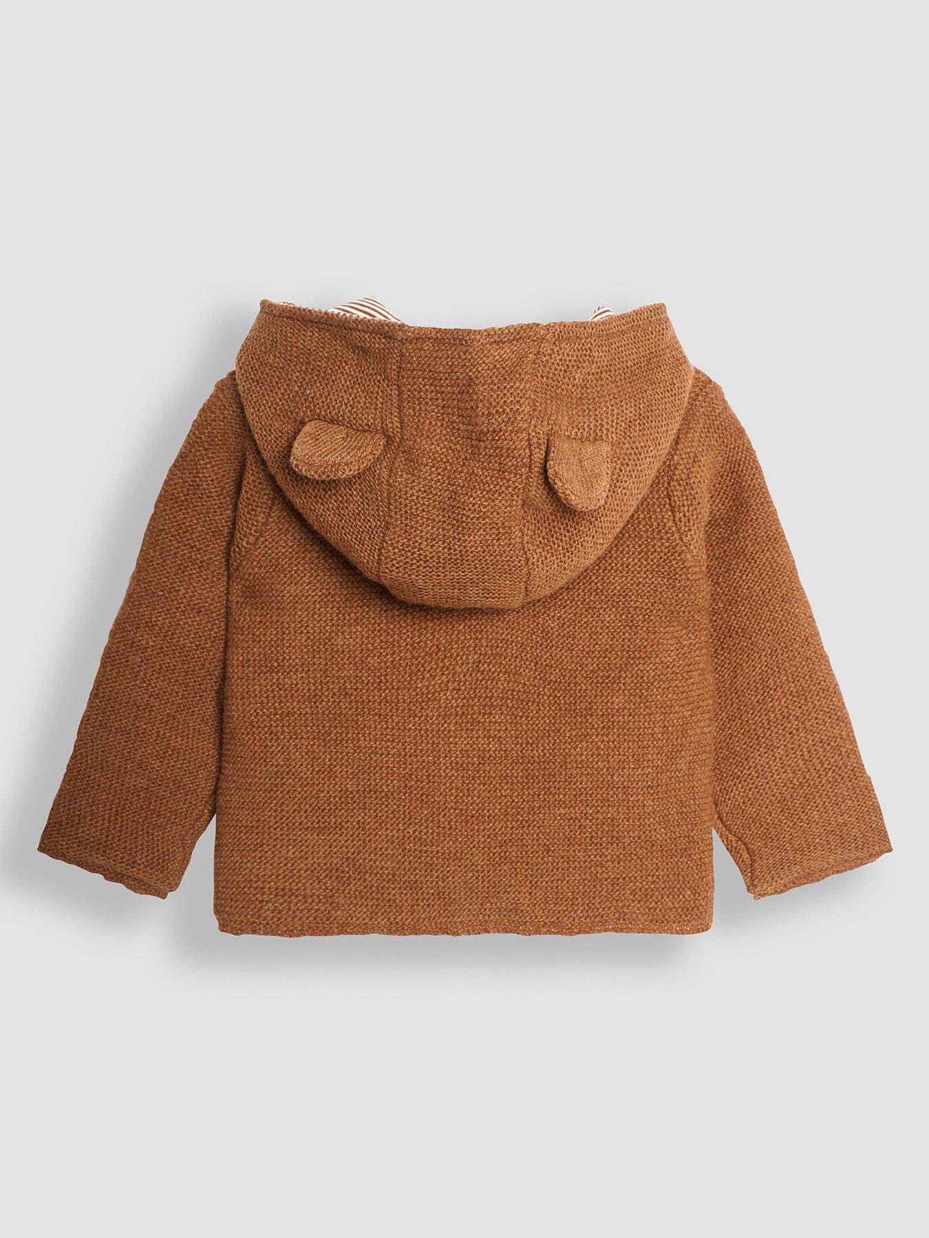 Boys Bear Hooded Cardigan - Brown