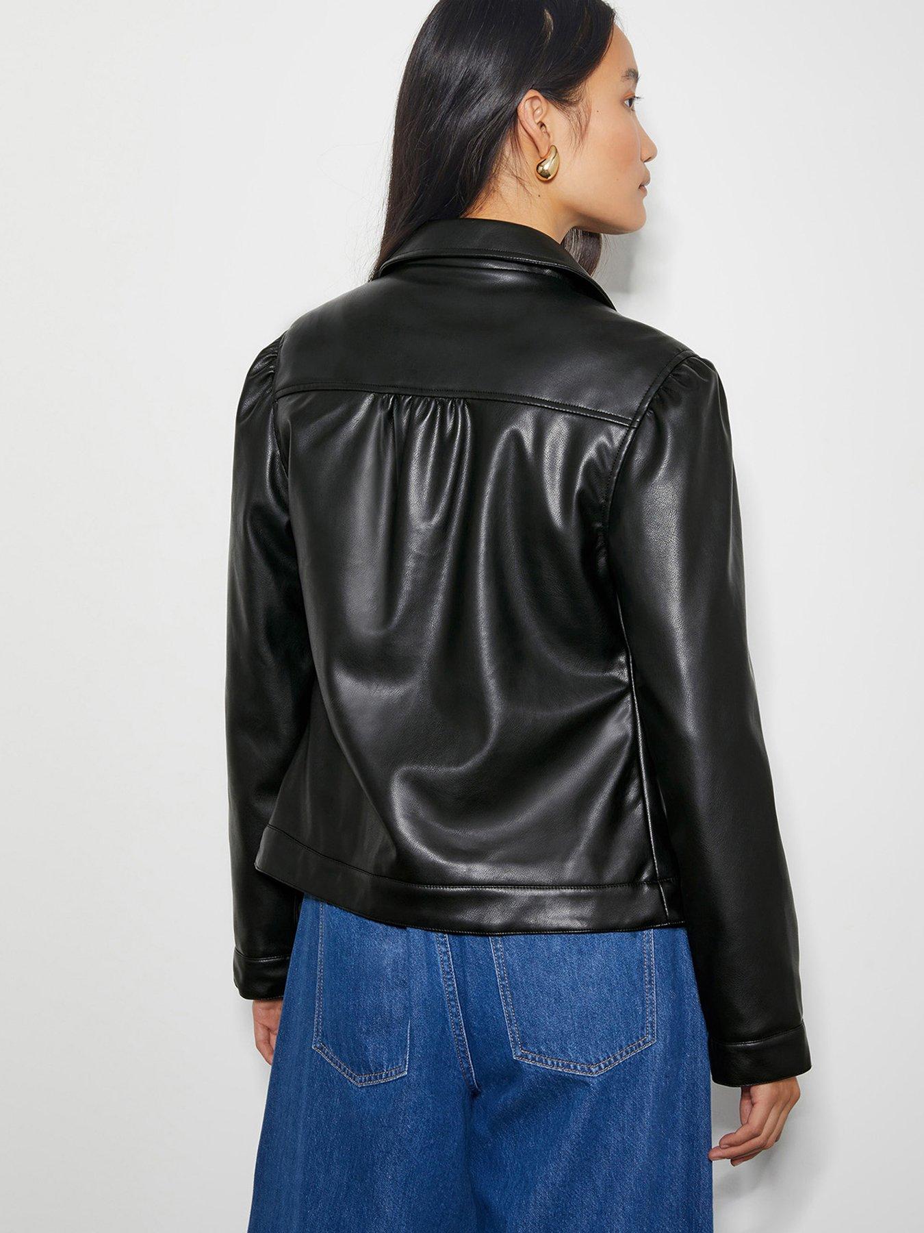 Image 3 of 4 of Monsoon Bella Pu Bomber Jacket - Black
