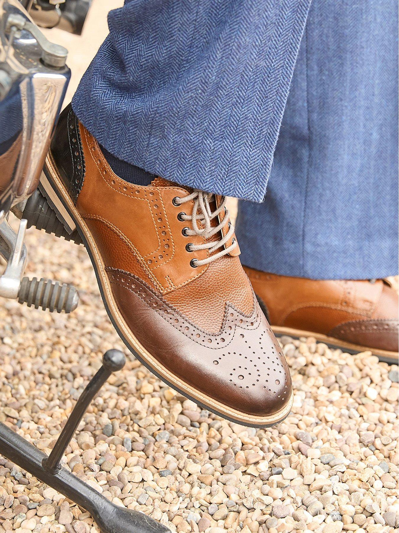 Image 6 of 6 of Joe Browns Savile Mixed Leather Brogue Shoes - Brown