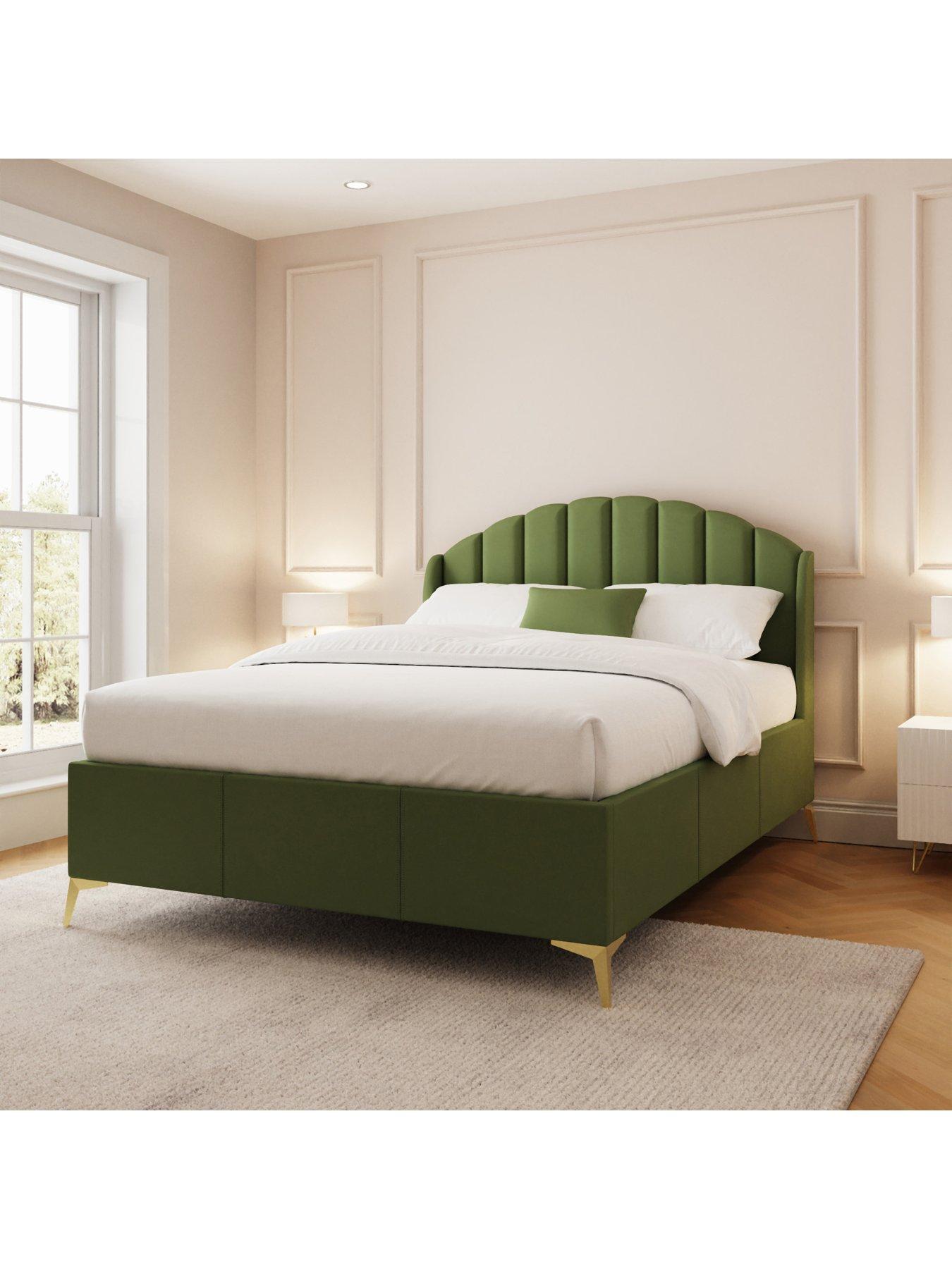 GFW Pettine End Lift Up Ottoman Storage Bed with Sleepycastle Mattress Options (Buy  &  SAVE!) - Green