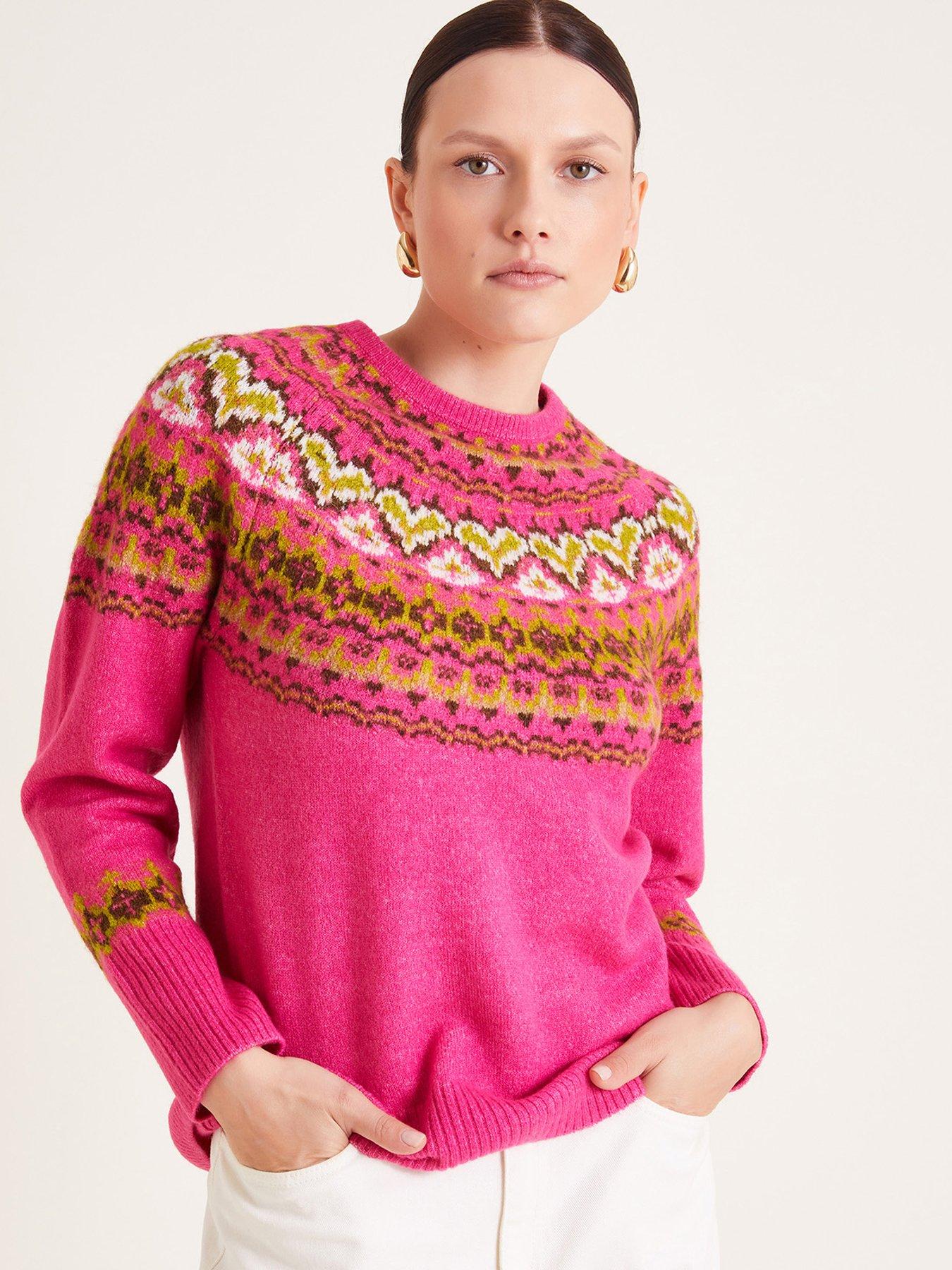 Pink fairisle jumper sale