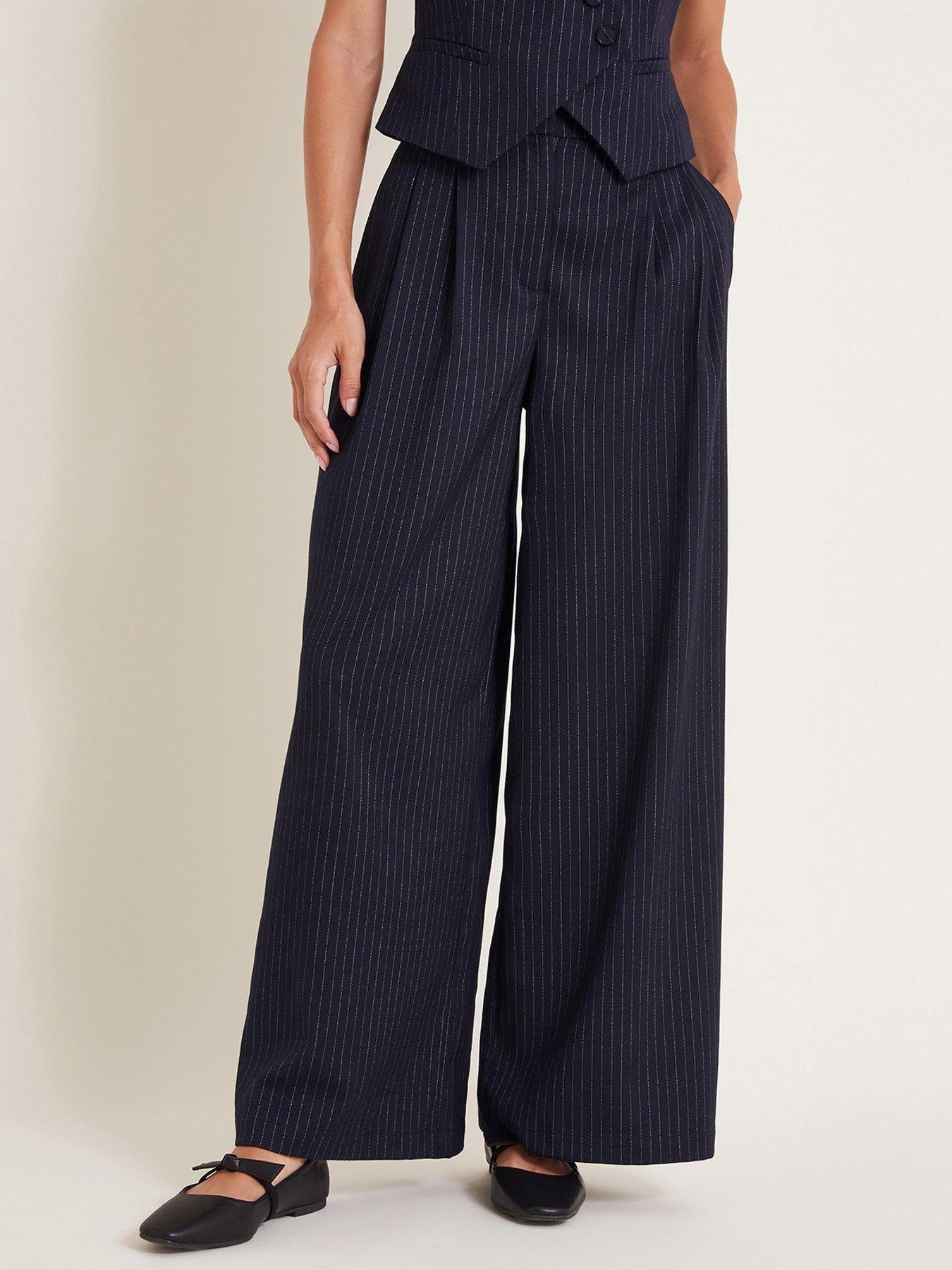 Monsoon Paige Wide Leg Trousers - Navy