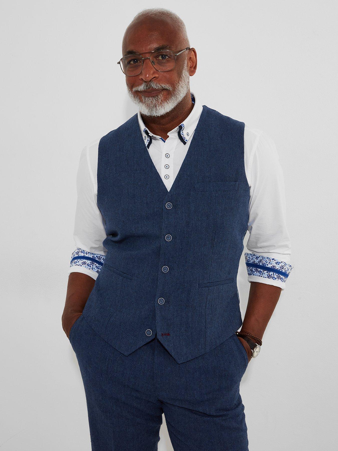 undefined Herringbone Waistcoat - Blue