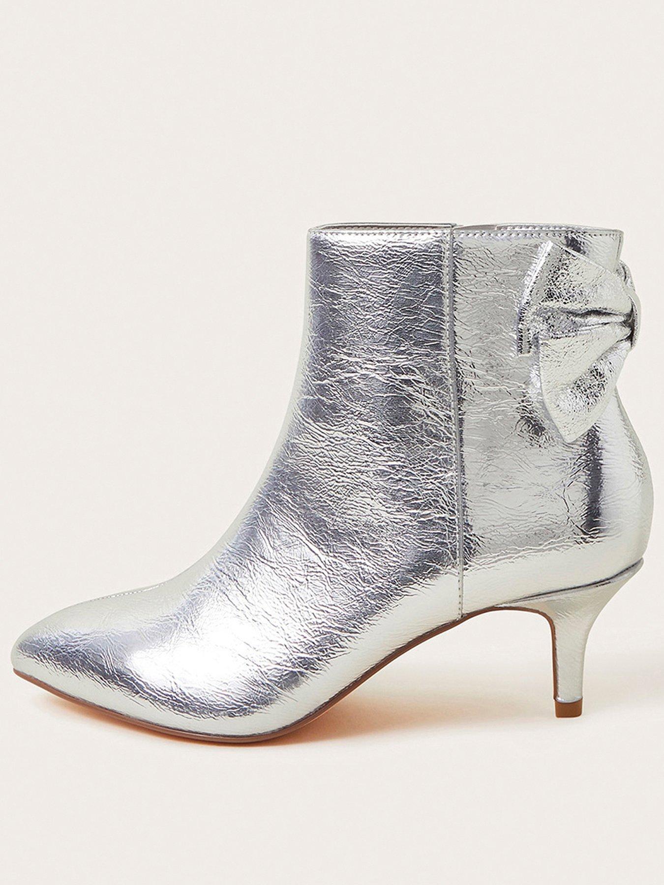 Silver low heel ankle boots online