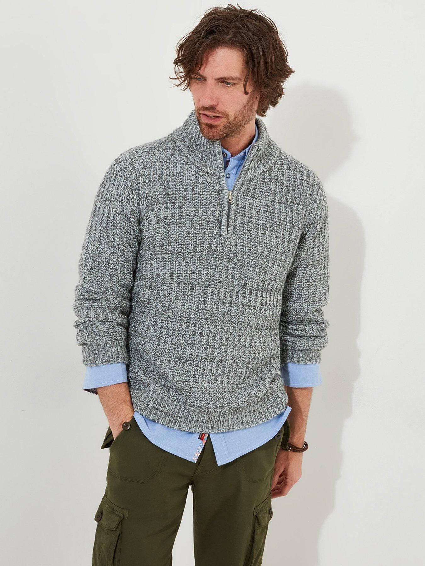 Half zip knitted jumper with high collar for men | Damien