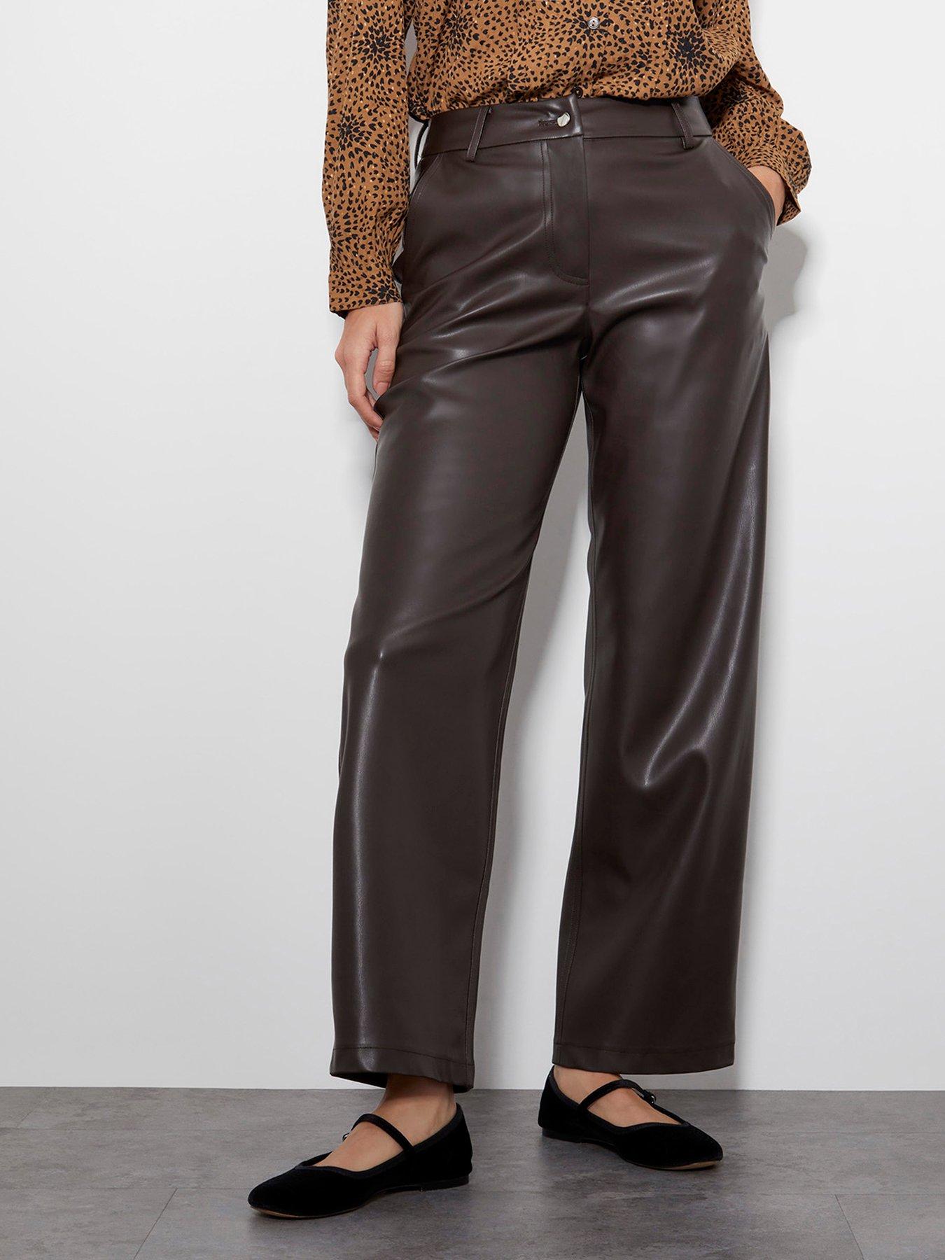 Women's plus size leather pants sales
