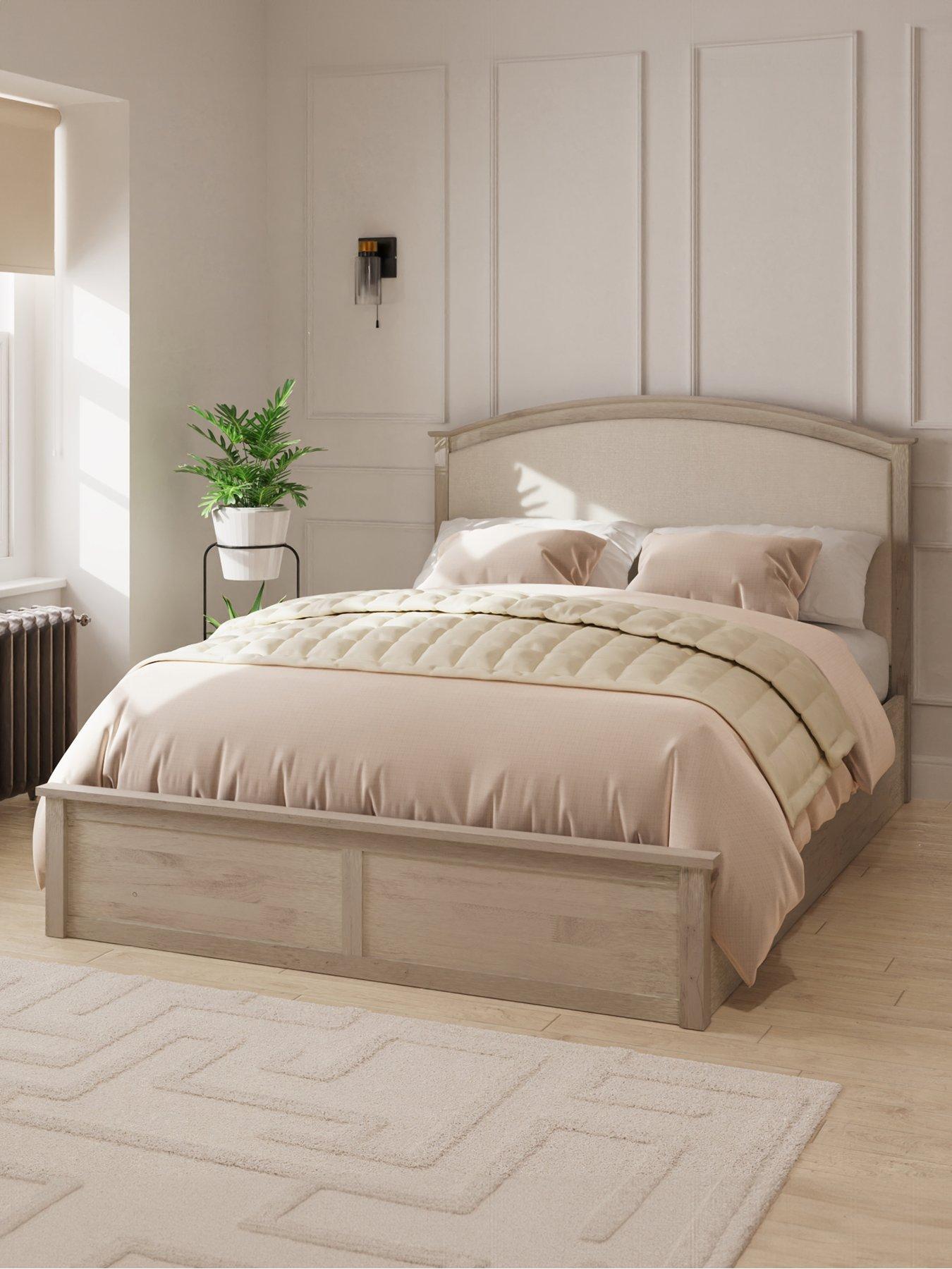 Product photograph of Gfw Madrid Double Fabric Headboard Wooden Ottoman Bed from very.co.uk