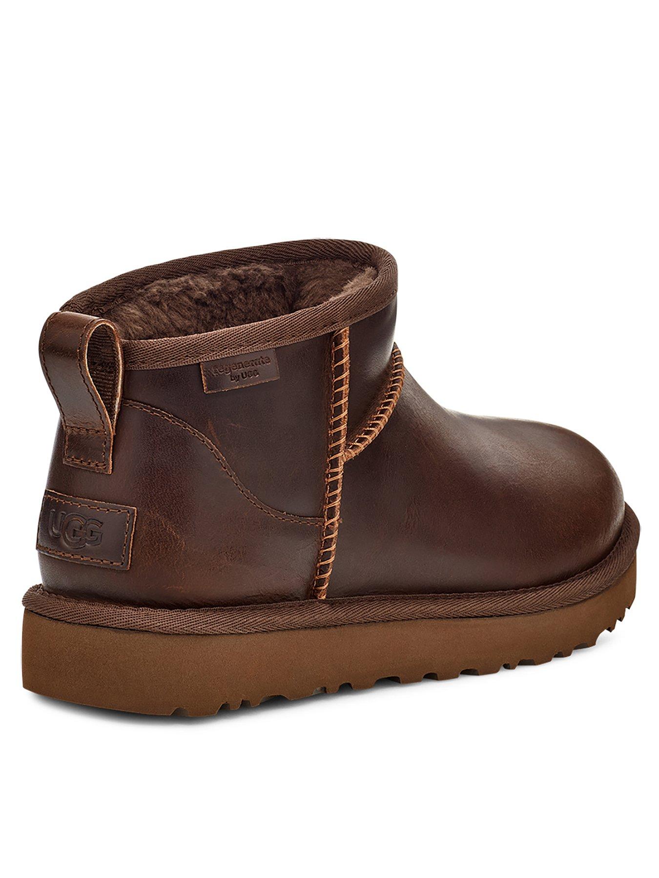 UGG Womens Classic Ultra Mini Leather Regenerate Boot Ironwood Very