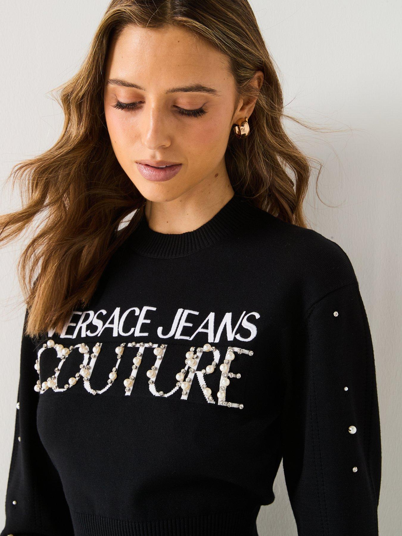 Image 5 of 5 of Versace Jeans Couture Large Logo Knit Jumper - Black
