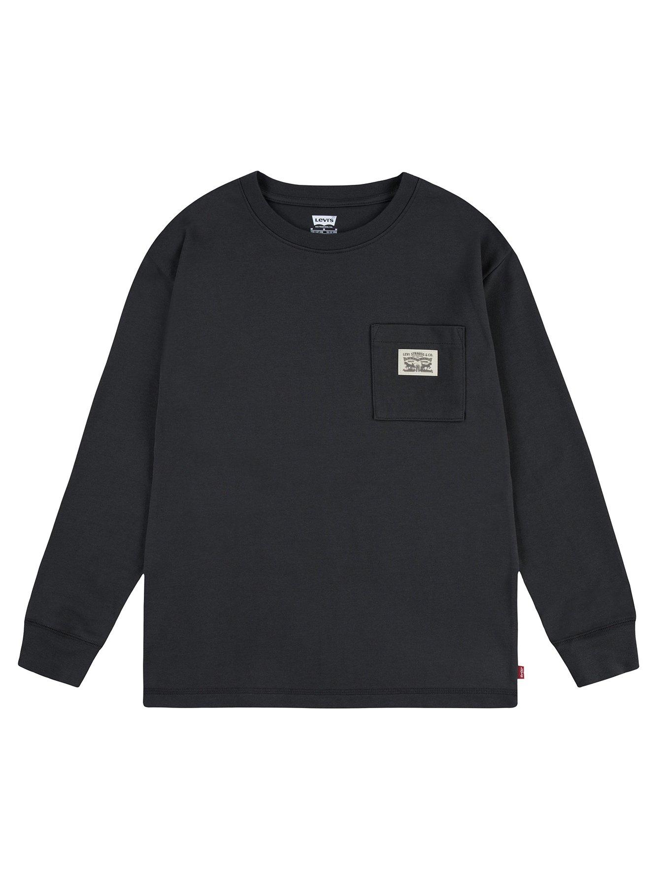 undefined Boys Long Sleeve Pocket T-Shirt - Black