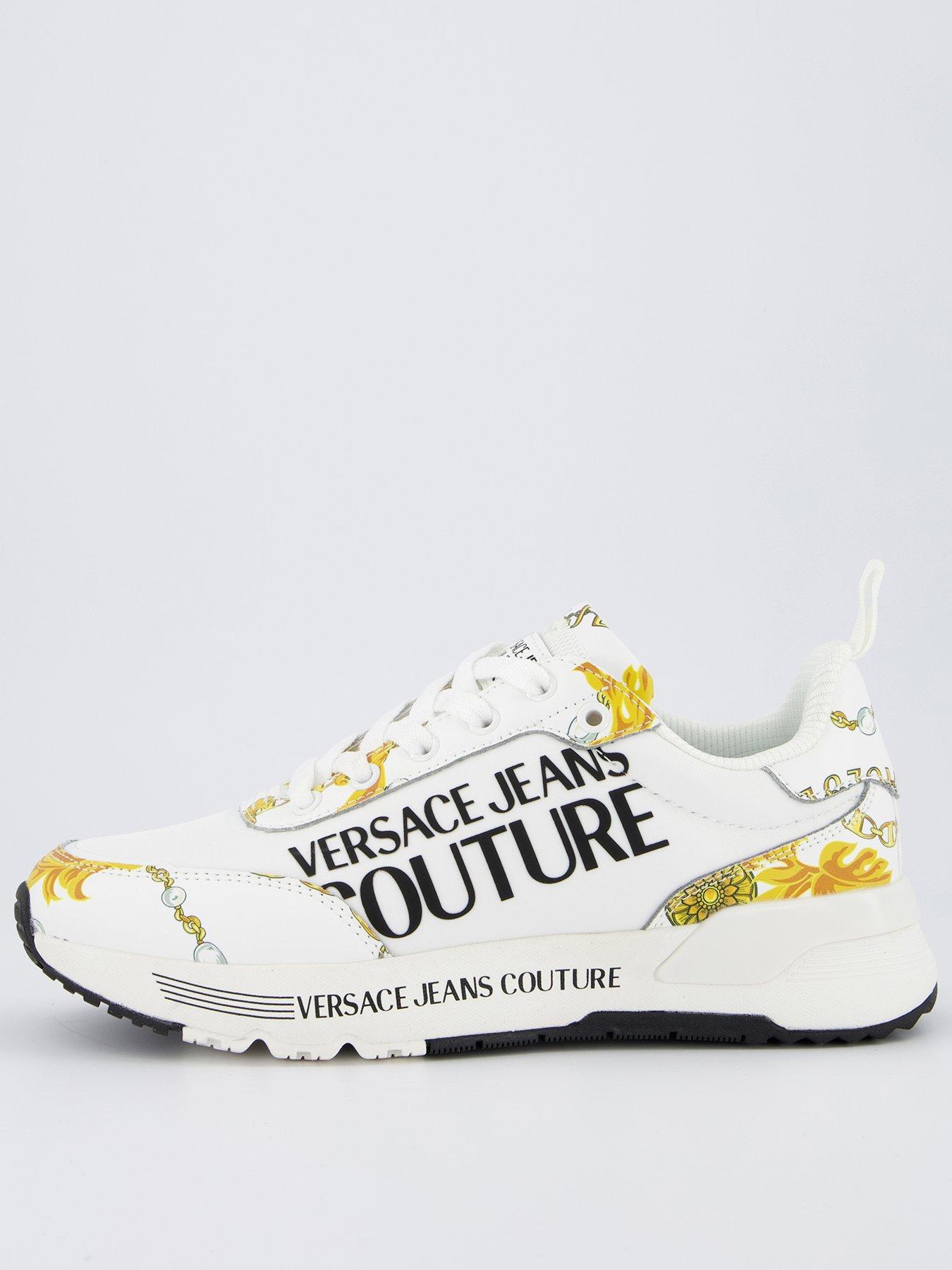 undefined Baroque Print Logo Sneakers - White/Gold