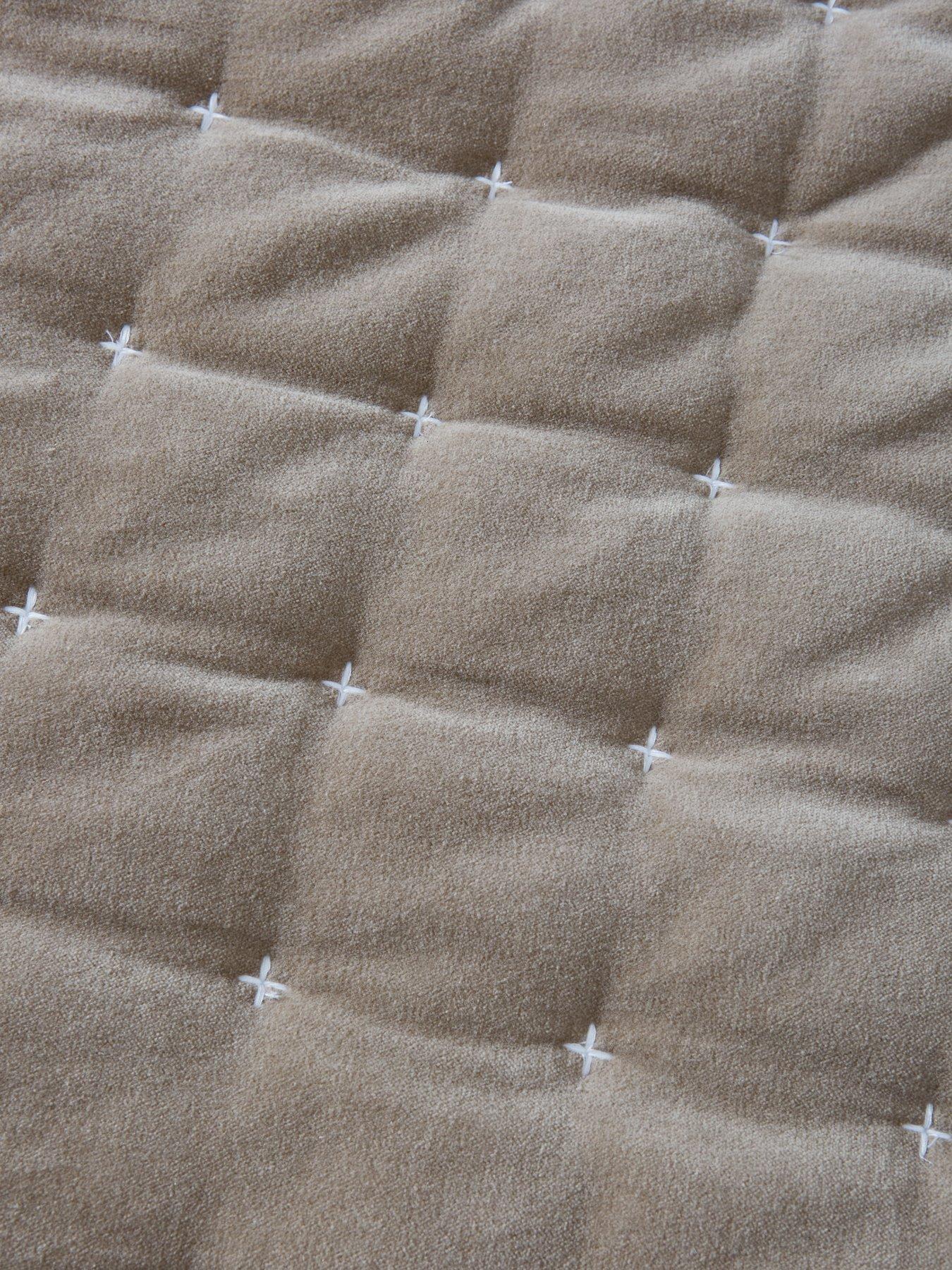 Image 3 of 4 of Very Home Cross Stitch Quilted Bedspread Throw in Taupe