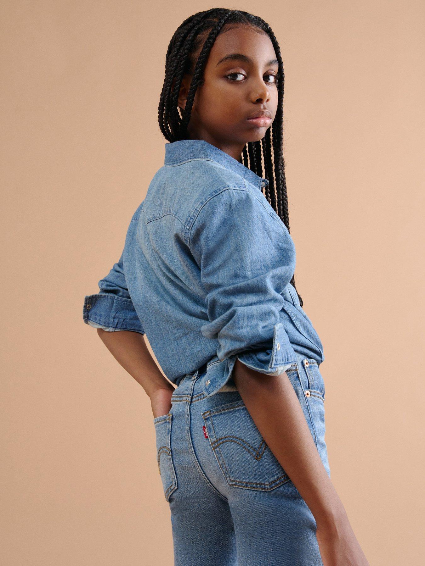 Image 4 of 6 of Levi's Girls 726 High Rise Flare Jeans - Light Blue