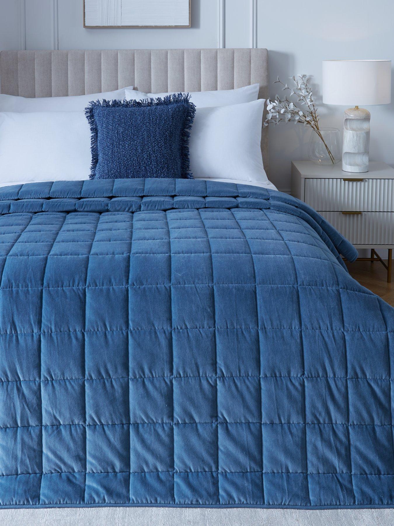 Product photograph of Very Home Square Stitch Quilted Bedspread 165x240cm from very.co.uk