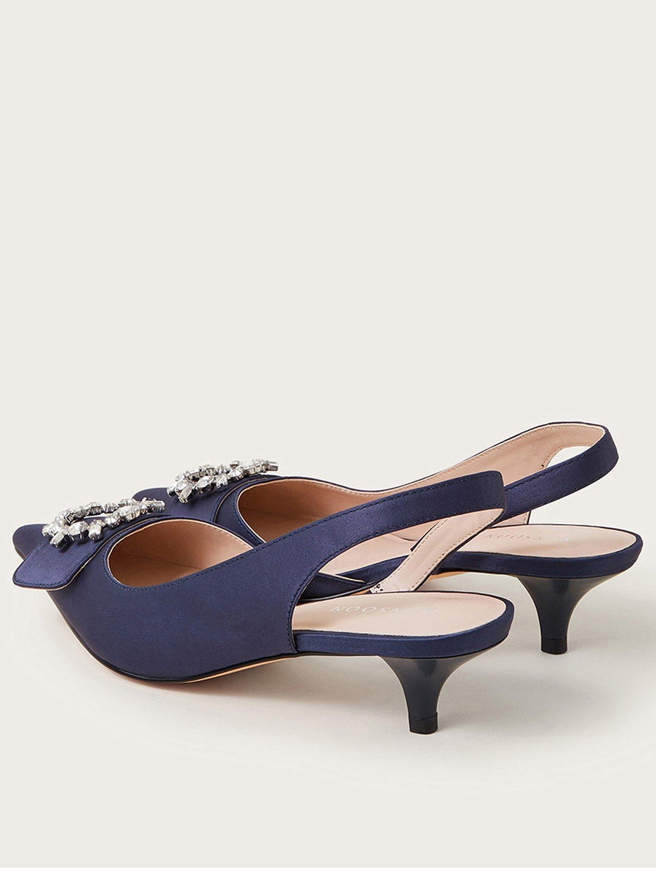 Nina Diamante Slingback Heels Navy