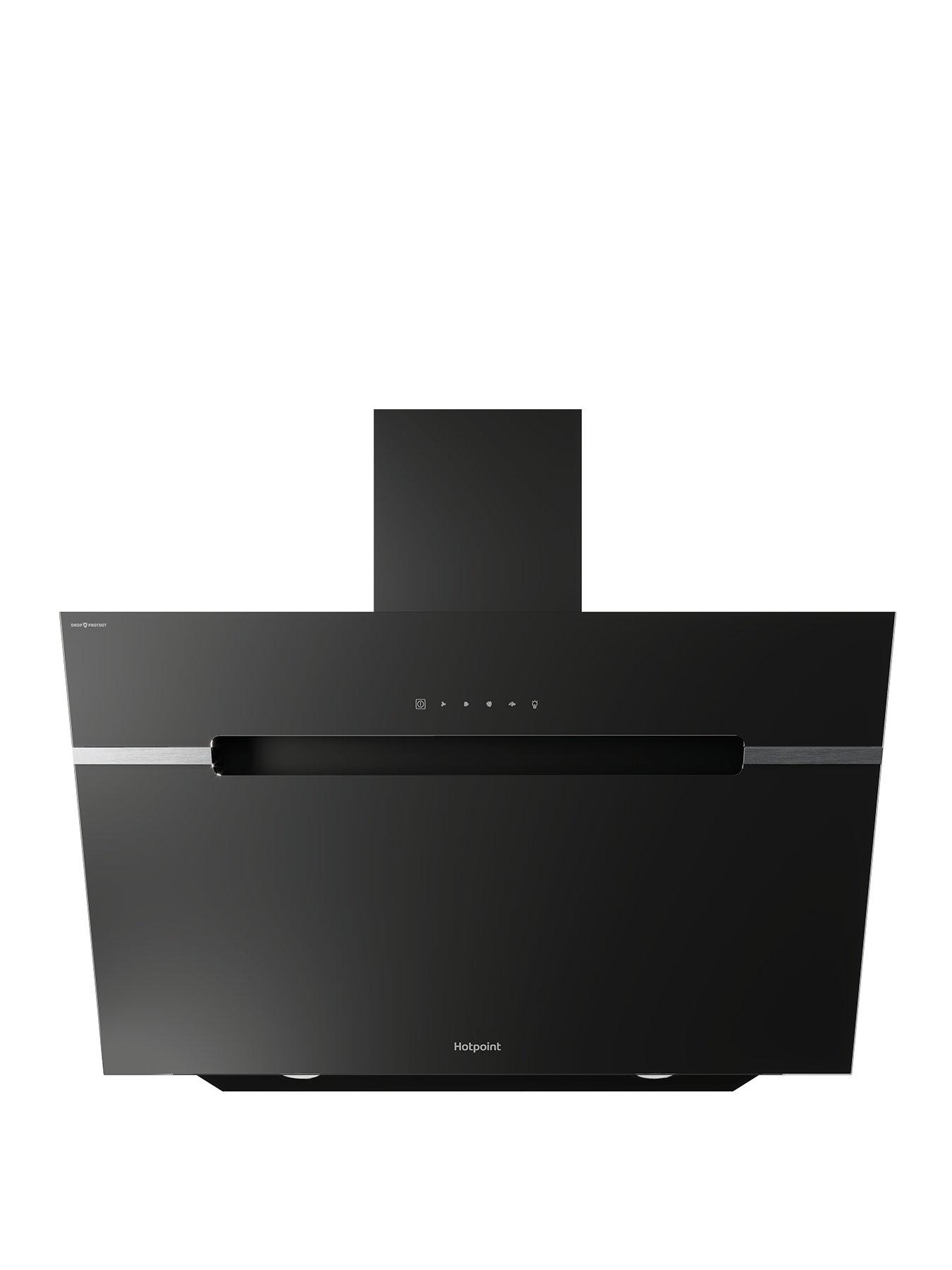 Product photograph of Hotpoint Dropprotect Phvs91fltdpk 90cm Cooker Hood - Black - Chimney Hood Only from very.co.uk