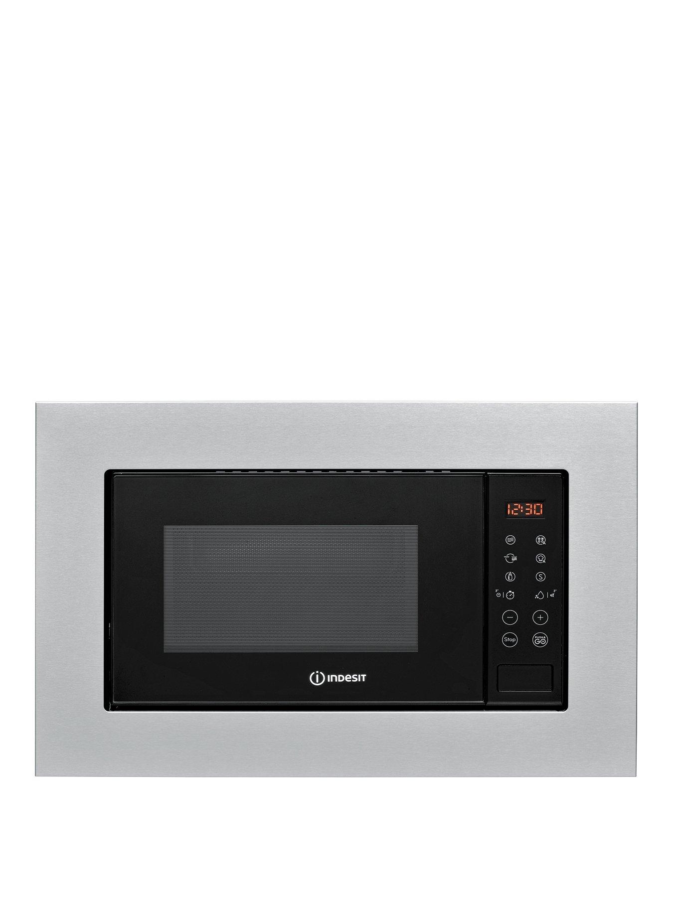 Image 1 of 7 of Indesit Push&amp;Go MWI120GX Built-in Microwave with Grill - Stainless Steel