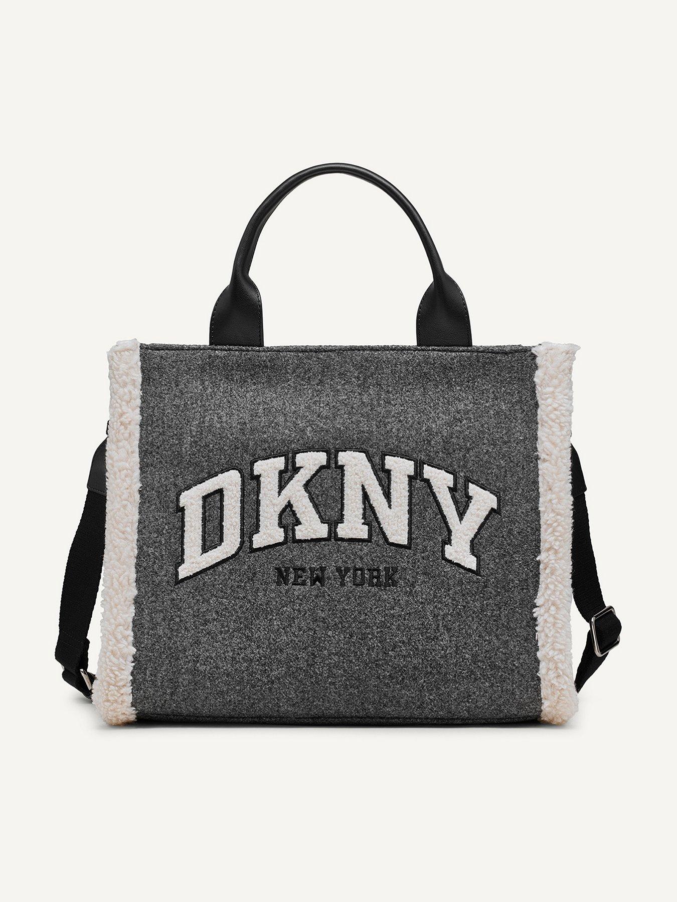 DKNY Hadlee Medium Shearling Tote Bag Dark Grey Very