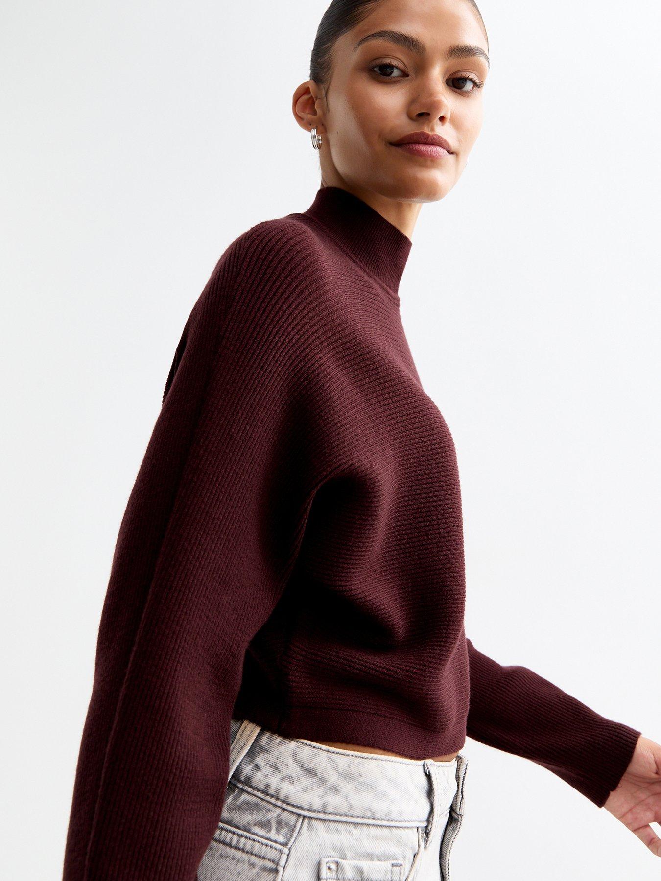 Burgundy cropped jumper hot sale