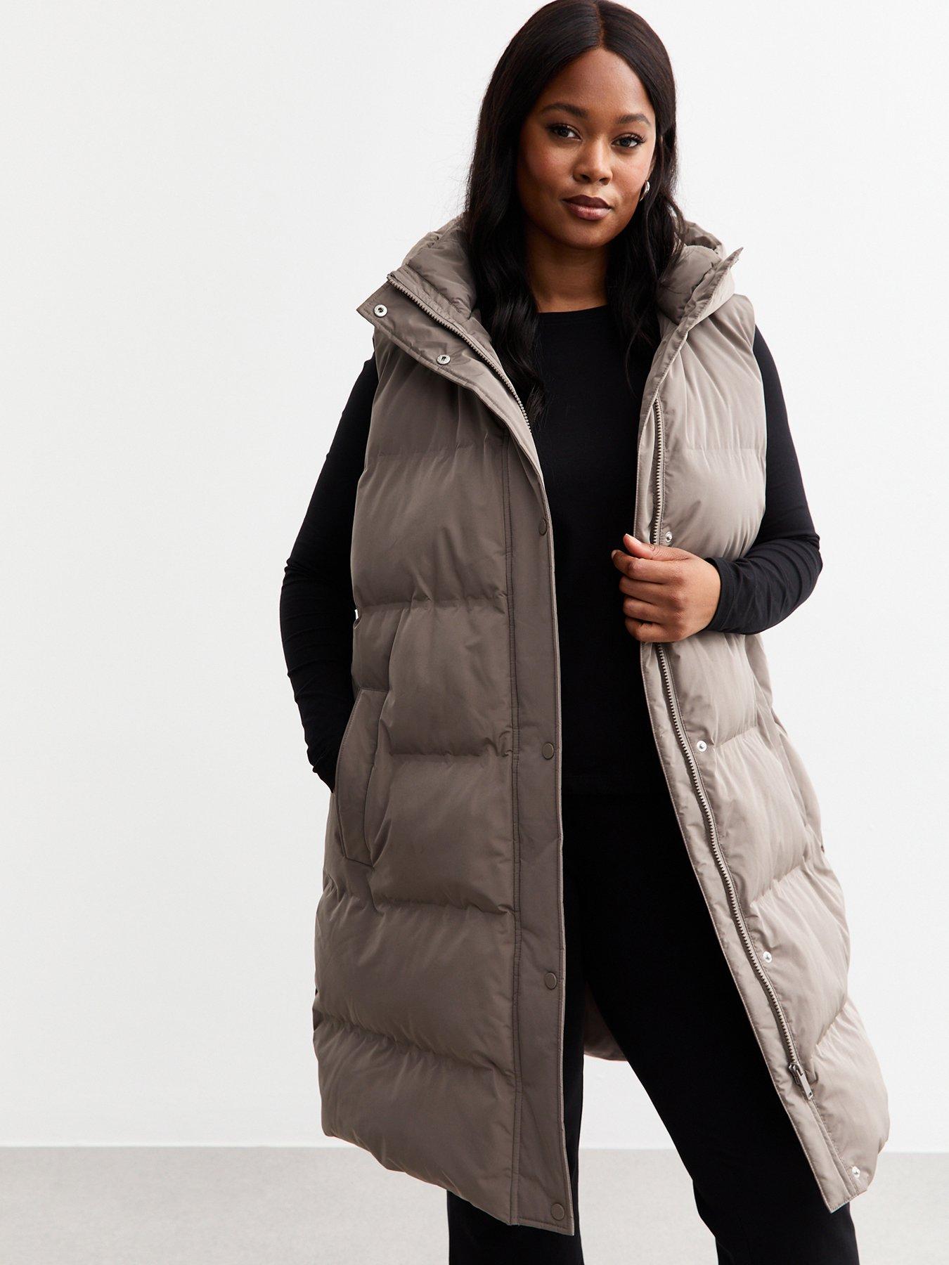 New Look Curves Midi Padded Gilet Brown Very