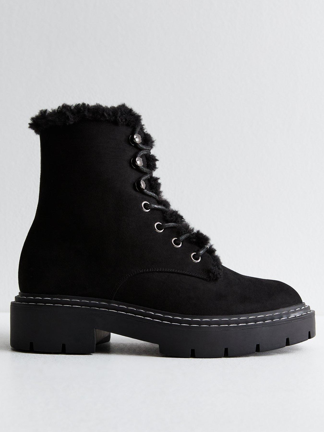 New Look Suedette Lace Up Ankle Boots Black Very