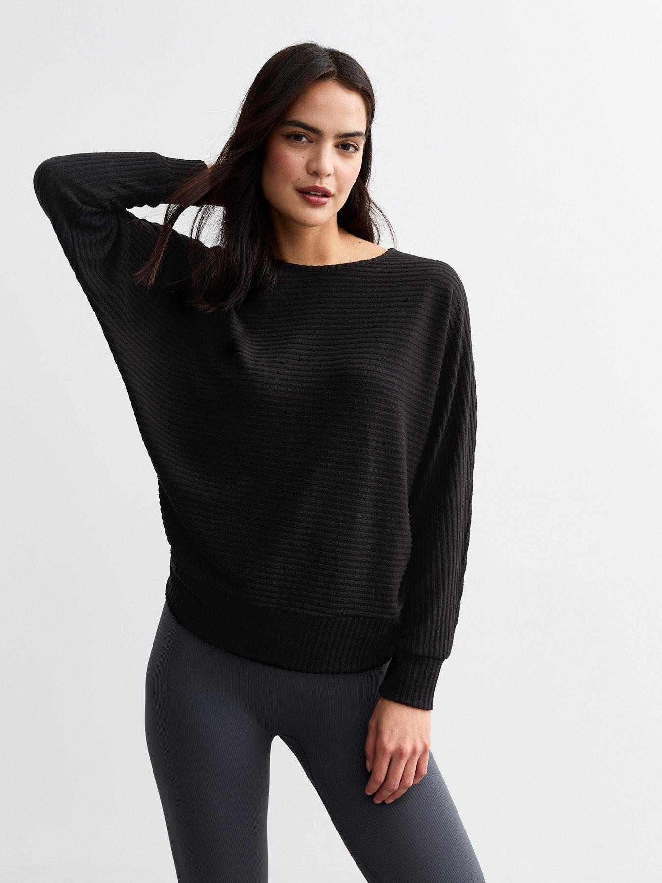 new look soft touch batwing sleeve top - black