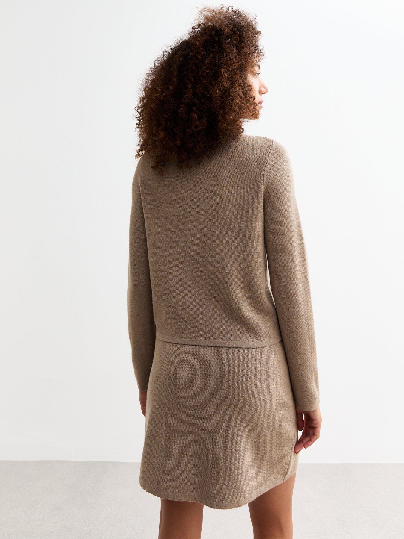 Image 2 of 5 of New Look Mink Compact Knit High Neck Jumper - Brown