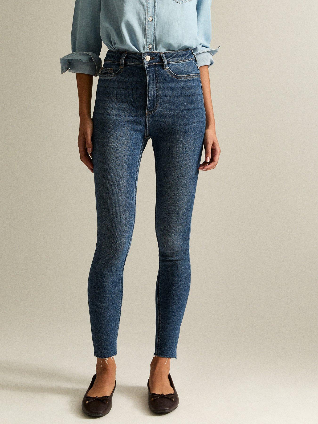 New Look Blue Hallie Disco Frayed Hem Super Skinny Jeans