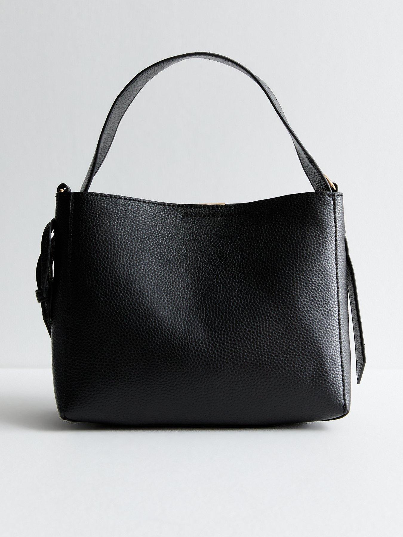 New Look Black Leather Look Buckle Strap Bucket Bag Very