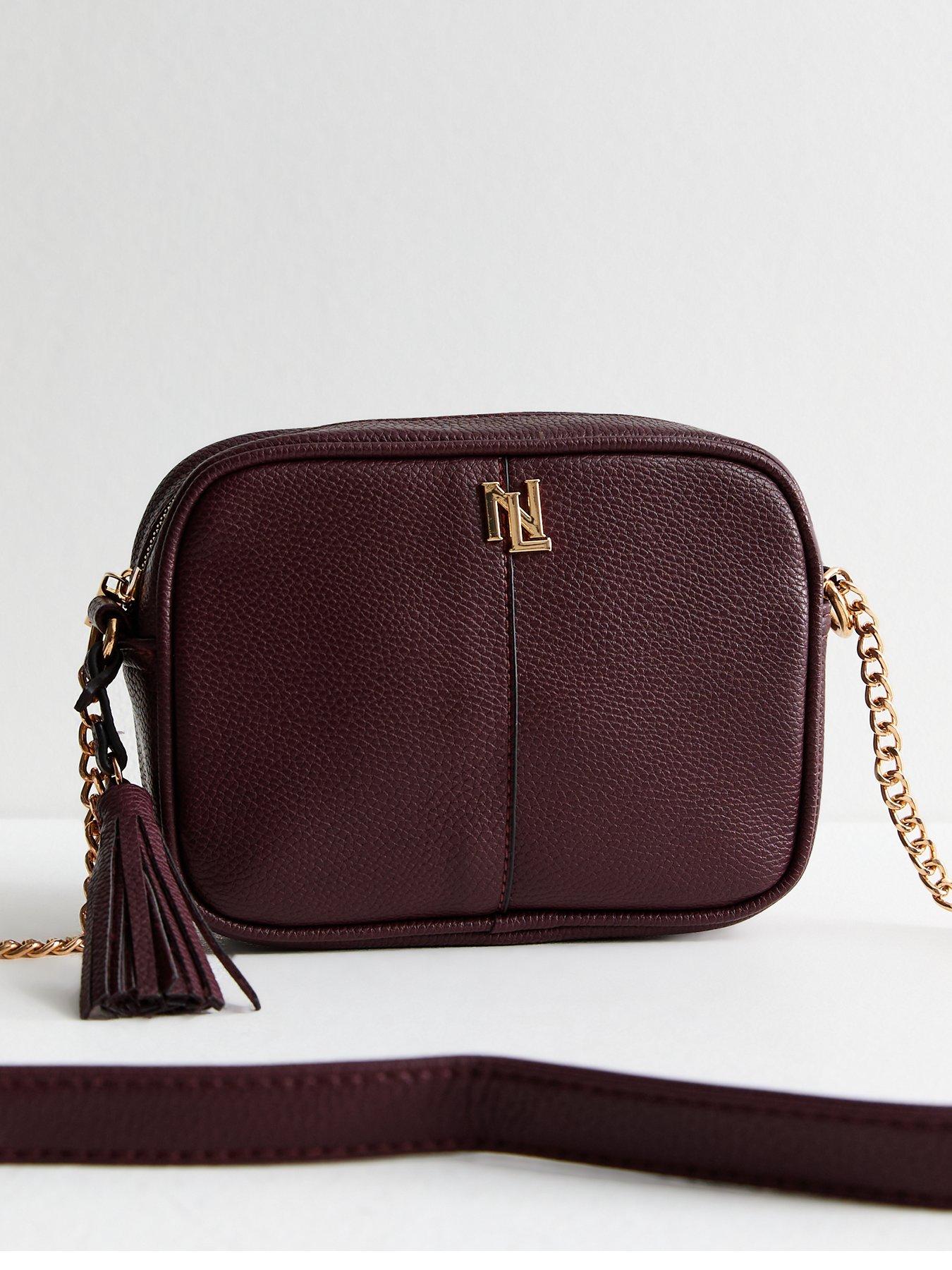 undefined Burgundy Leather Look Crossbody Camera Bag
