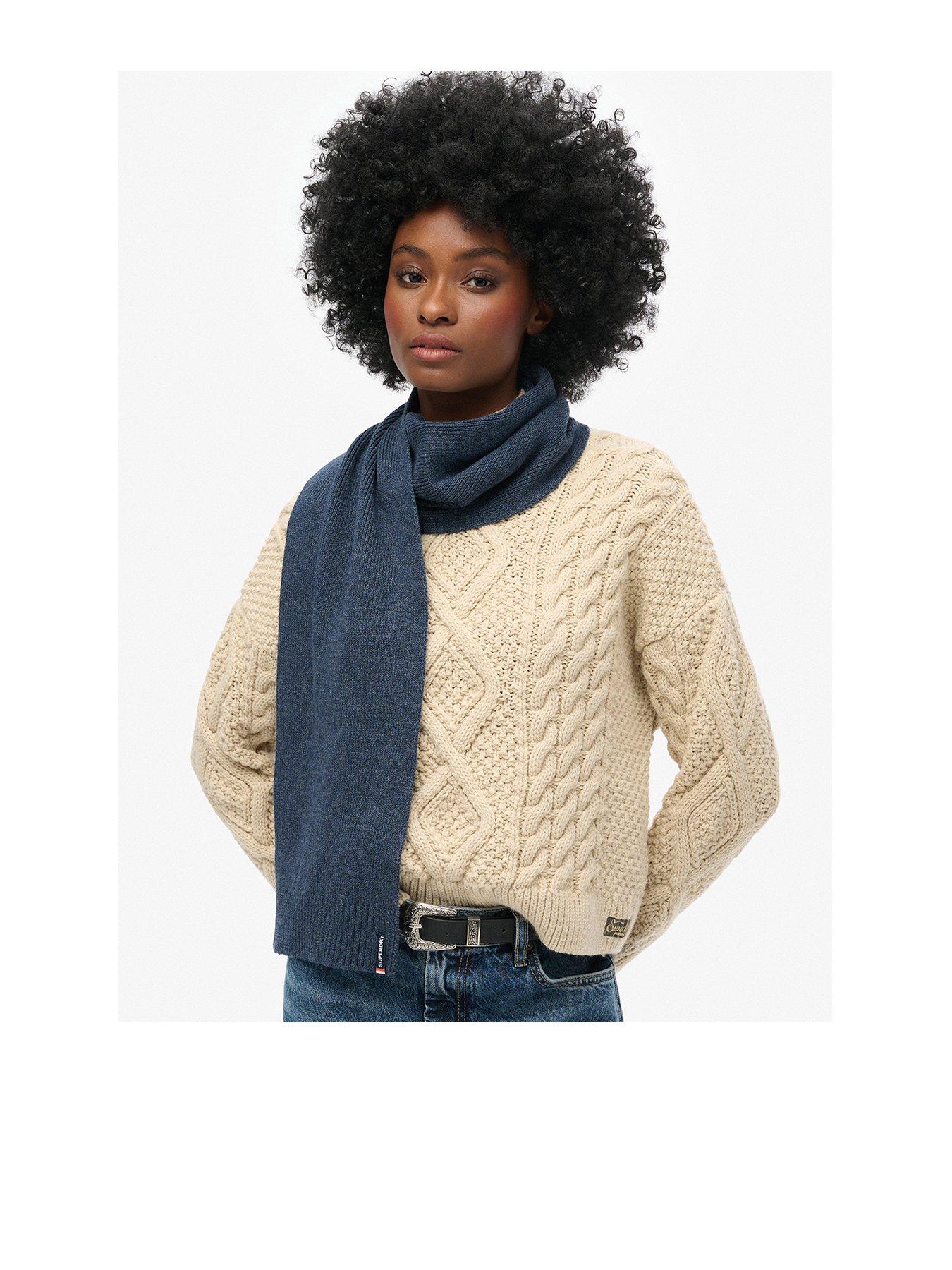 undefined Essential Logo Knitted Scarf - Navy