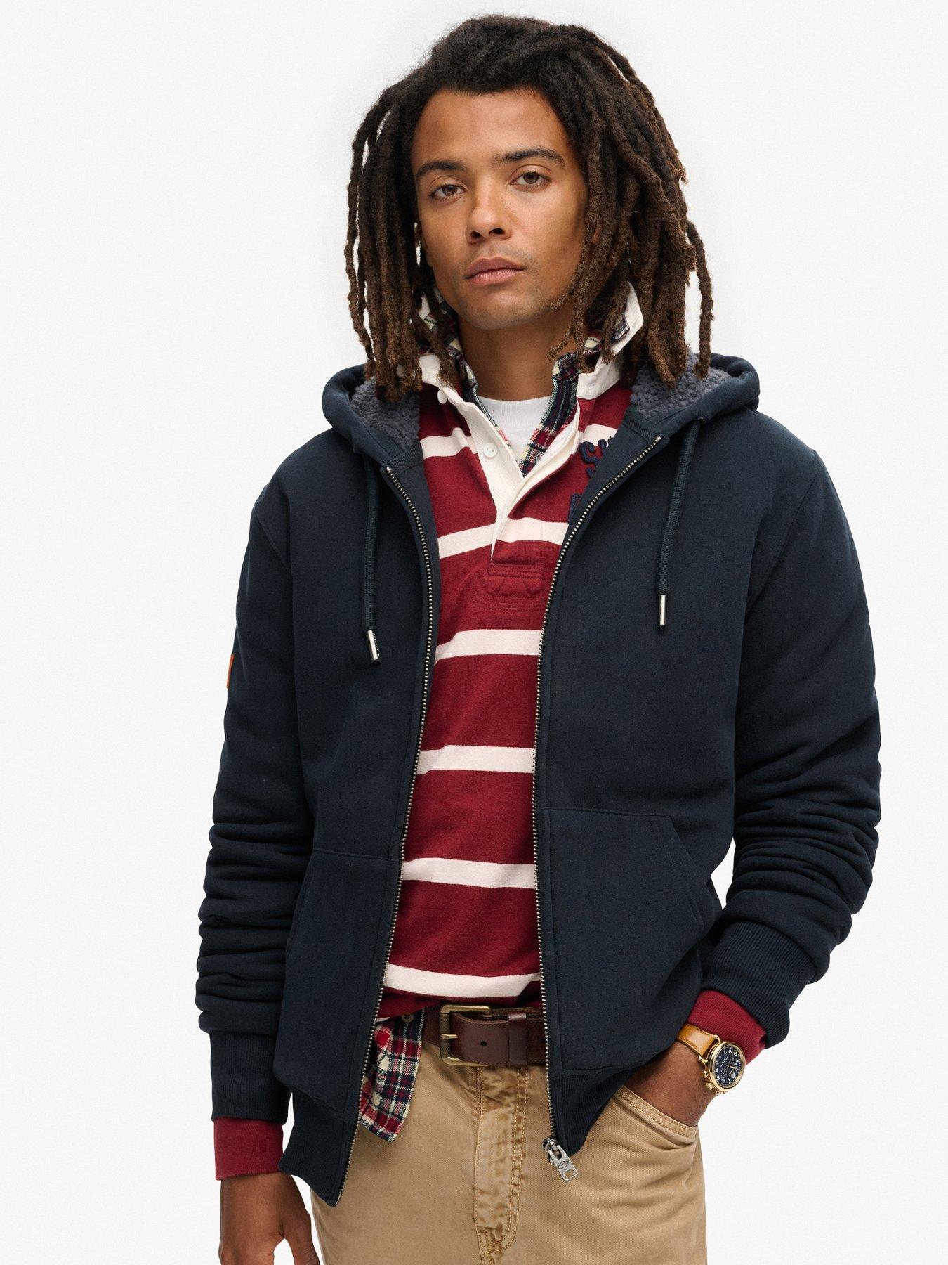 undefined Borg Lined Zip Hoodie - Navy