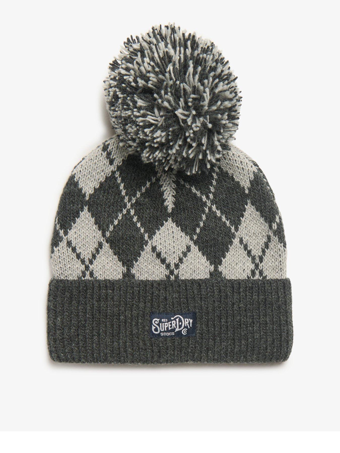 Superdry Fairisle Knitted Bobble Beanie Hat Navy Very